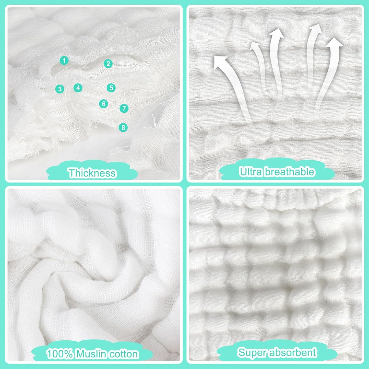 Accmor Muslin Baby Drool Bibs 6 Pack Baby Bandana Drool Bibs Soft Cotton Baby Bandana Bibs for Teething Drooling