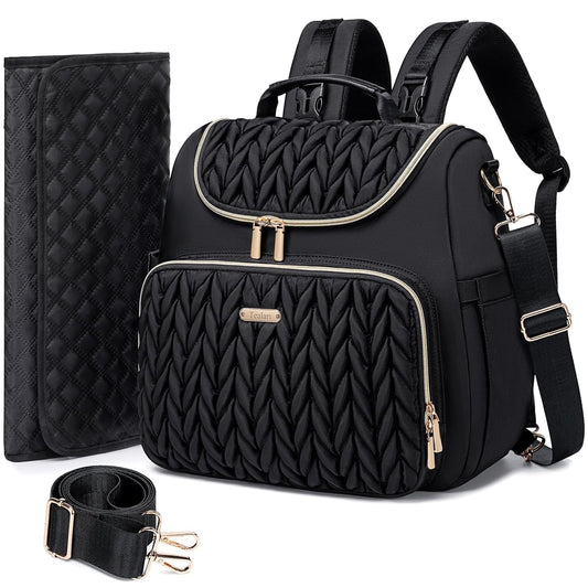 4 in 1 Convertible Diaper Bag Backpack,Waterproof Baby Diaper Bag with Changing Pad,Converts into Baby Tote Bag,Diaper Backpack,Stroller Bag and Crossbody Diaper Bag