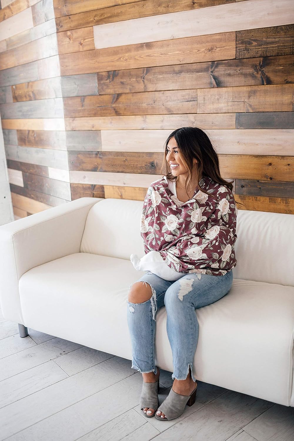 Baby Car Seat Cover Canopy and Nursing Cover Multi-Use Stretchy 5 in 1 Gift Scarlet by Copper Pearl