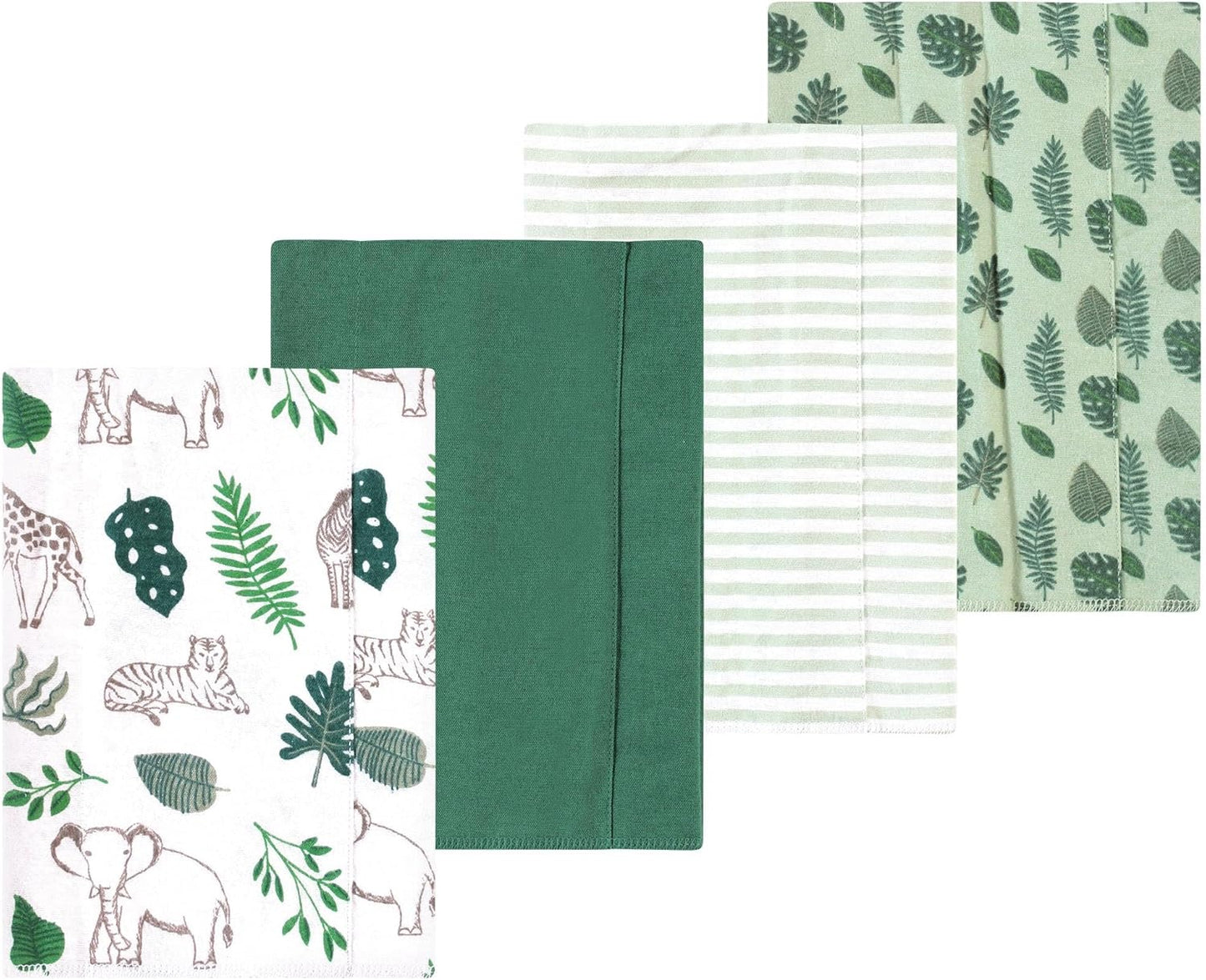 Luvable Friends Hudson Baby Flannel Burp Cloths 4pk, Jungle Green