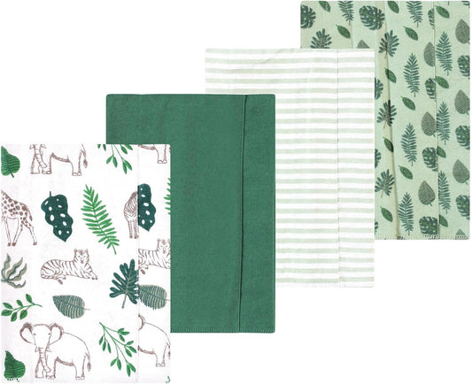 Luvable Friends Hudson Baby Flannel Burp Cloths 4pk, Jungle Green