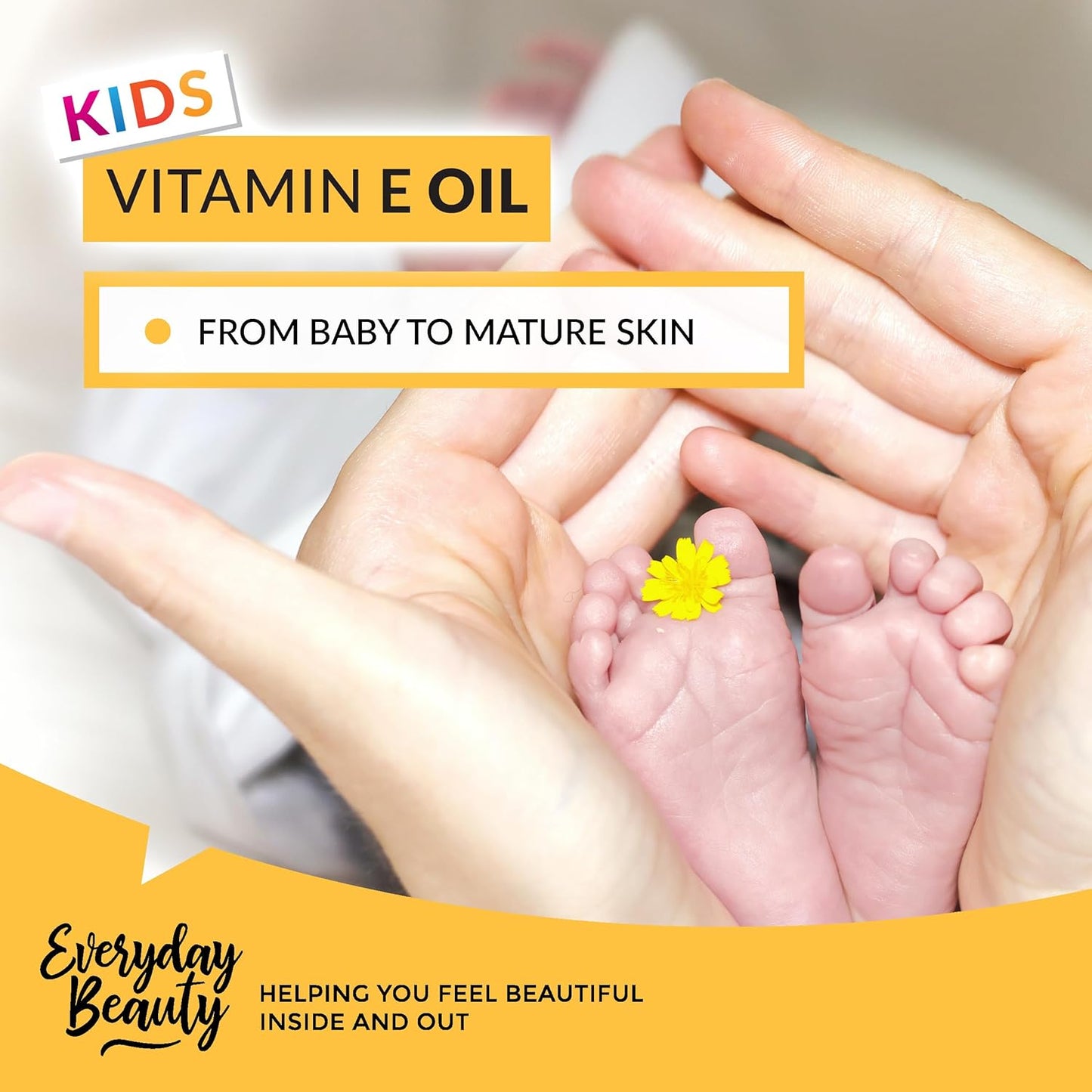 Organic Vitamin E Oil - Nourishing Baby Massage Oil for Moisturizing Dry Skin - Fragrance Free & All Natural Plant Based, Lightweight Gentle Blend - 2.02 fl oz Glass Bottle With Glass Dropper