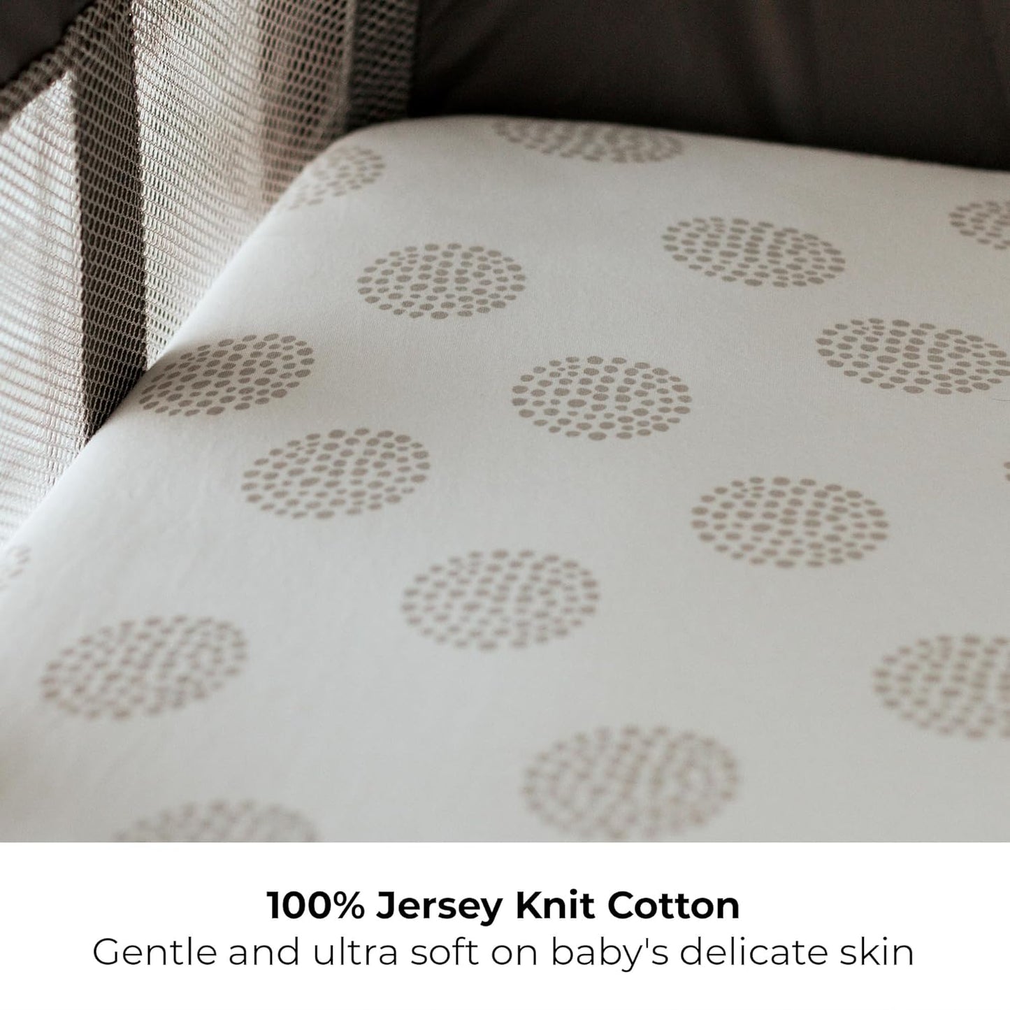 Ely's & Co. Pack N Play,Playard,Portable Crib Sheet 2-Pack Combed Jersey Cotton for Baby Boy or Baby Girl (Grey Dottie)