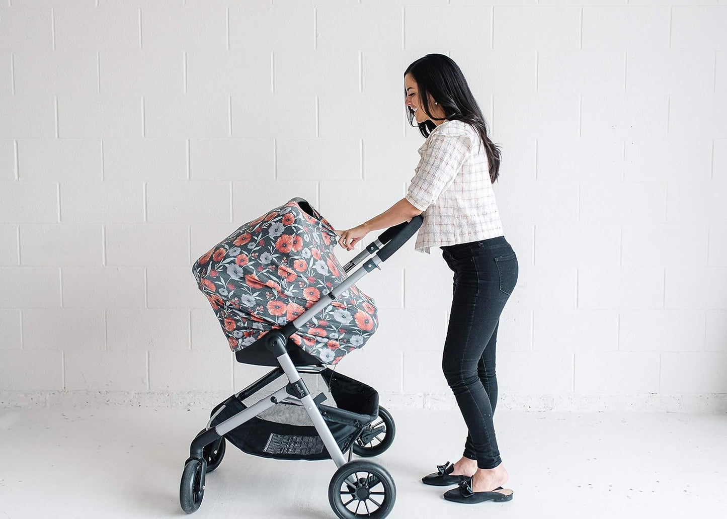 Baby Car Seat Cover Canopy and Nursing Cover Multi-Use Stretchy 5 in 1 Gift Poppy by Copper Pearl