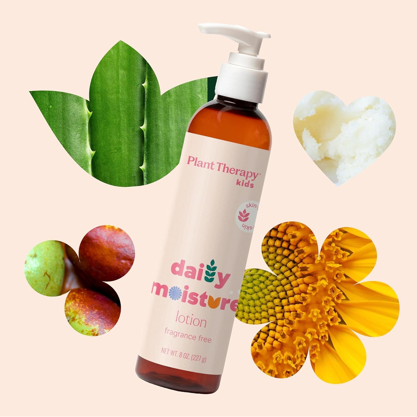 Plant Therapy Kids Daily Moisture Lotion 8 oz Fragrance-Free & Gentle for Kids, Soothes & Softens from Head to Toe, Lightweight, Fast-Absorbing Daily Hydration