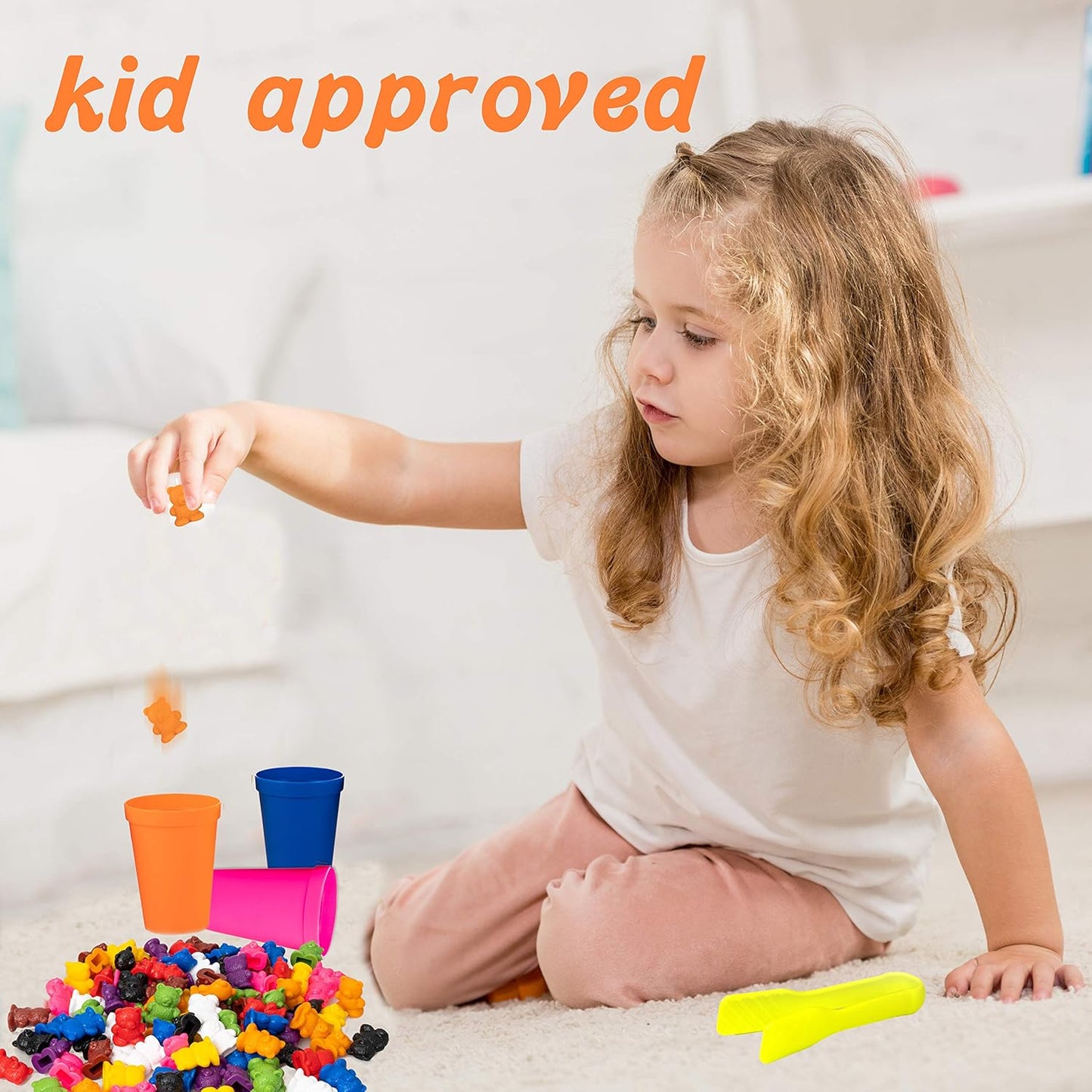 Colorful Counting Bears with Matching Cups - 100 Bears - Sort, Count & Color Recognition Learning Toy for Toddler & Kids - Montessori Education - Preschool Game