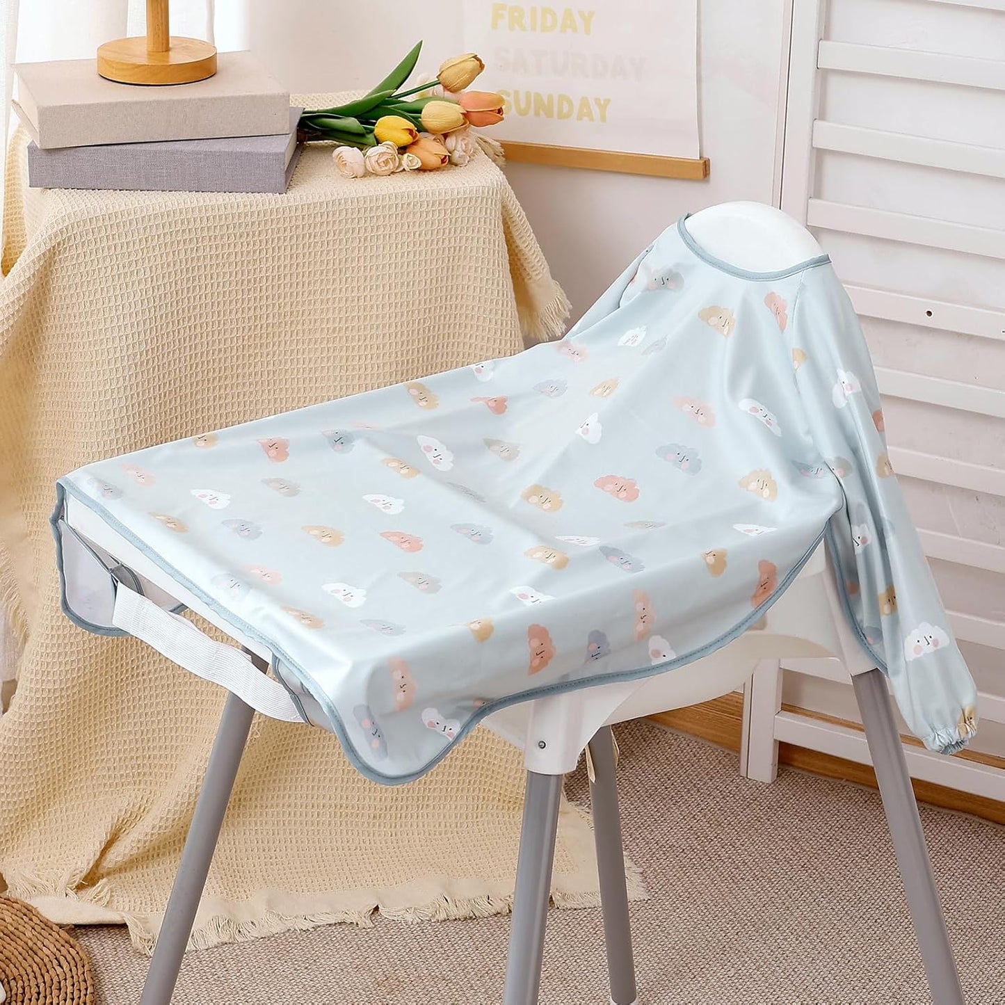 Happy Flute Long Sleeve Baby Bib-Mess Proof Baby Feeding Bibs with Adjustable Design for Babies during Eating or Highchair