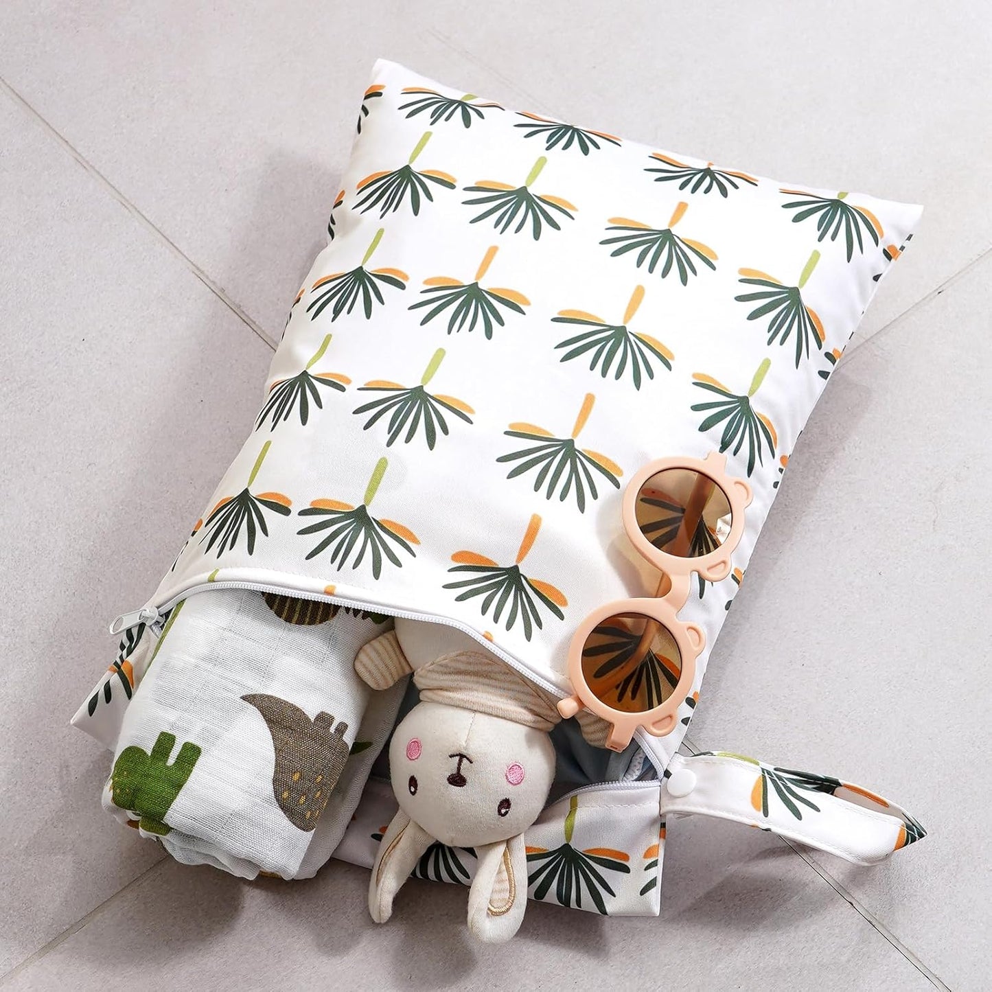 2Pcs Baby Wet Dry Bags for Cloth Diaper,Waterproof Reusable Travel Bags, Beach, Pool, Gym Bag for Swimsuits, Beach Vacation Essentials (Coconut Tree)