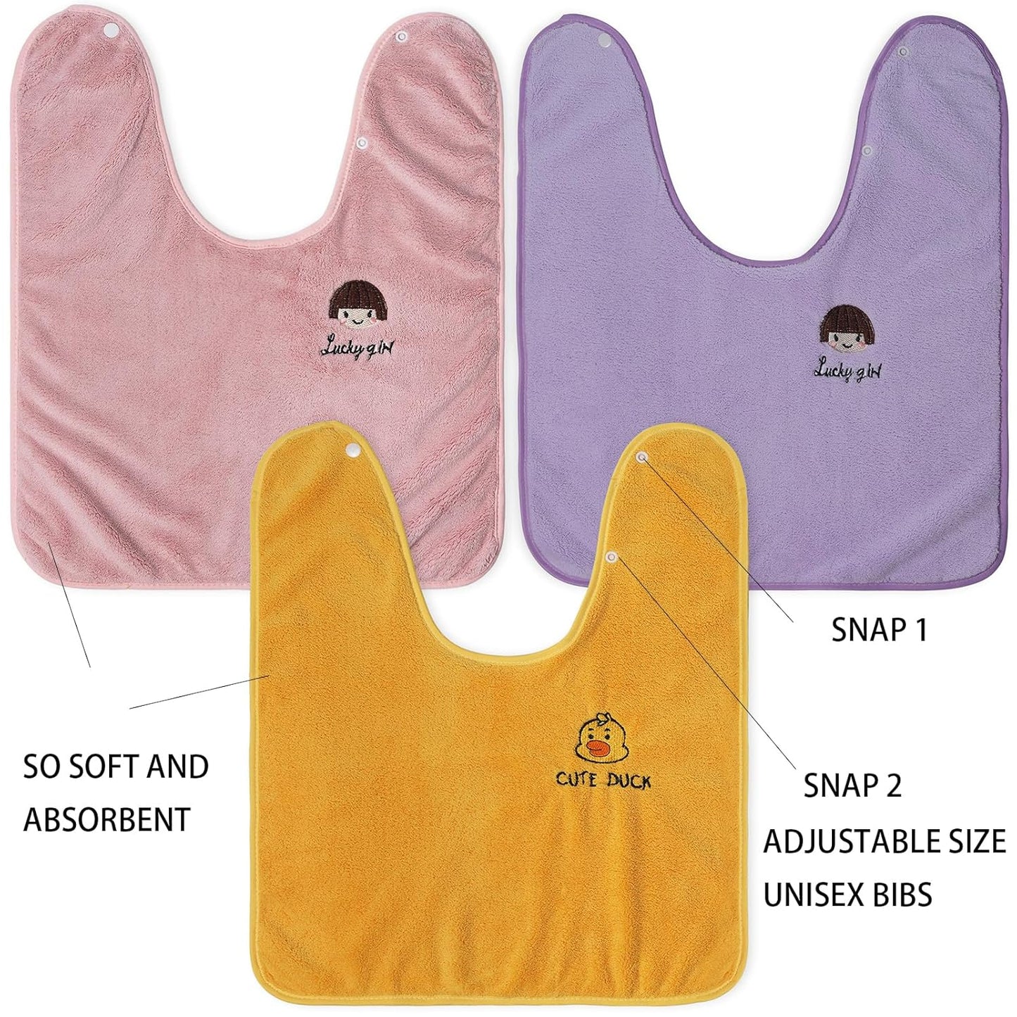 3 Pack Bibs for Baby Girls or Boys, Toddler Bibs for Feeding Teething Drooling, The Size 16 "x20 Face Towel Multifunctional for 3-6 Years kids