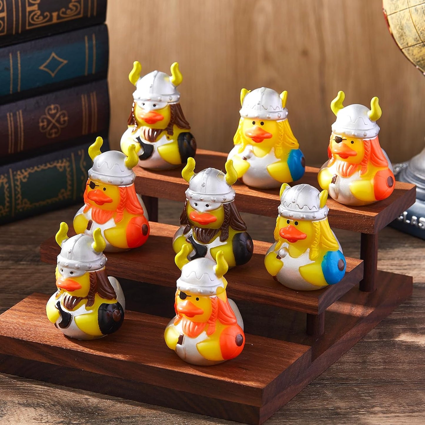 Deekin 50 Pcs Assorted Viking Rubber Ducks in Bulk, 2 Inch Rubber Duckies for Medieval Themed Party Supplies, Mini Bath Toys for Baby Shower Pool Party