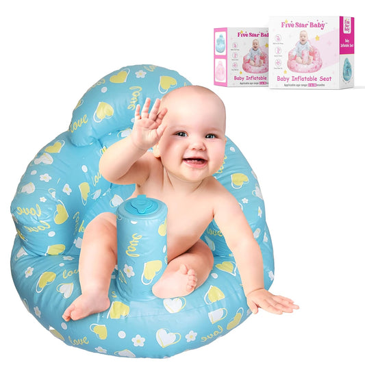 Inflatable Baby Sit-Up Seat – Portable Floor Chair for Sitting Support – Soft Baby Chair for Infants 3–12 Months – Travel-Friendly, Lightweight, Easy to Inflate & Store (Blue)