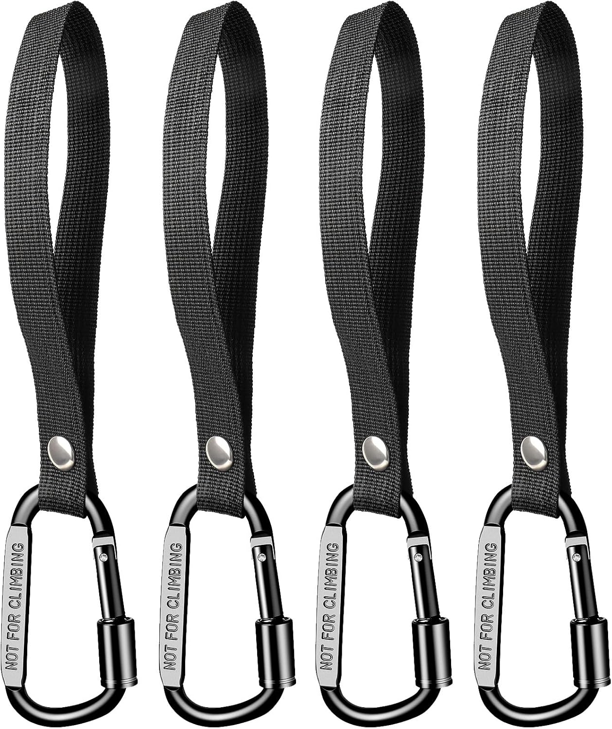 Stroller Hooks for Bags with Locking Stroller Carabiner Clip – Heavy-Duty Hooks for Diaper Bags, Groceries, Backpacks on Strollers, Bikes & Shopping Carts (Black, 4 Pieces)
