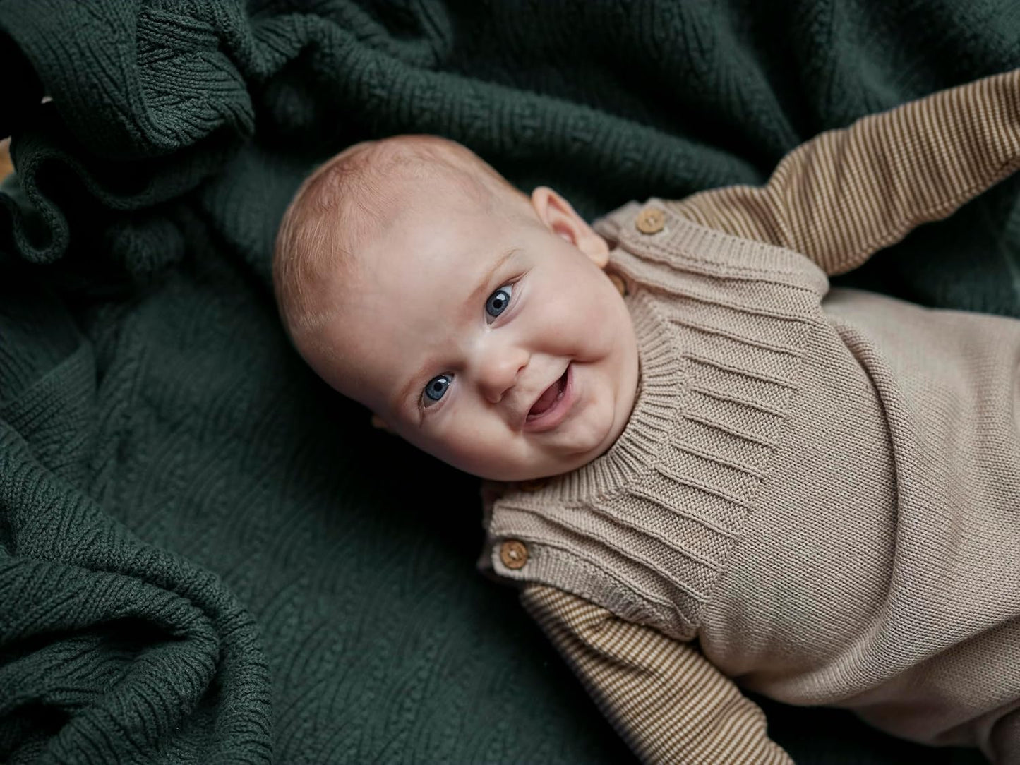 Knitted Organic Cotton Baby Blanket- Swaddle Blanket, 30" x 40" Soft Receiving Blanket for Newborn (Forrest Green)