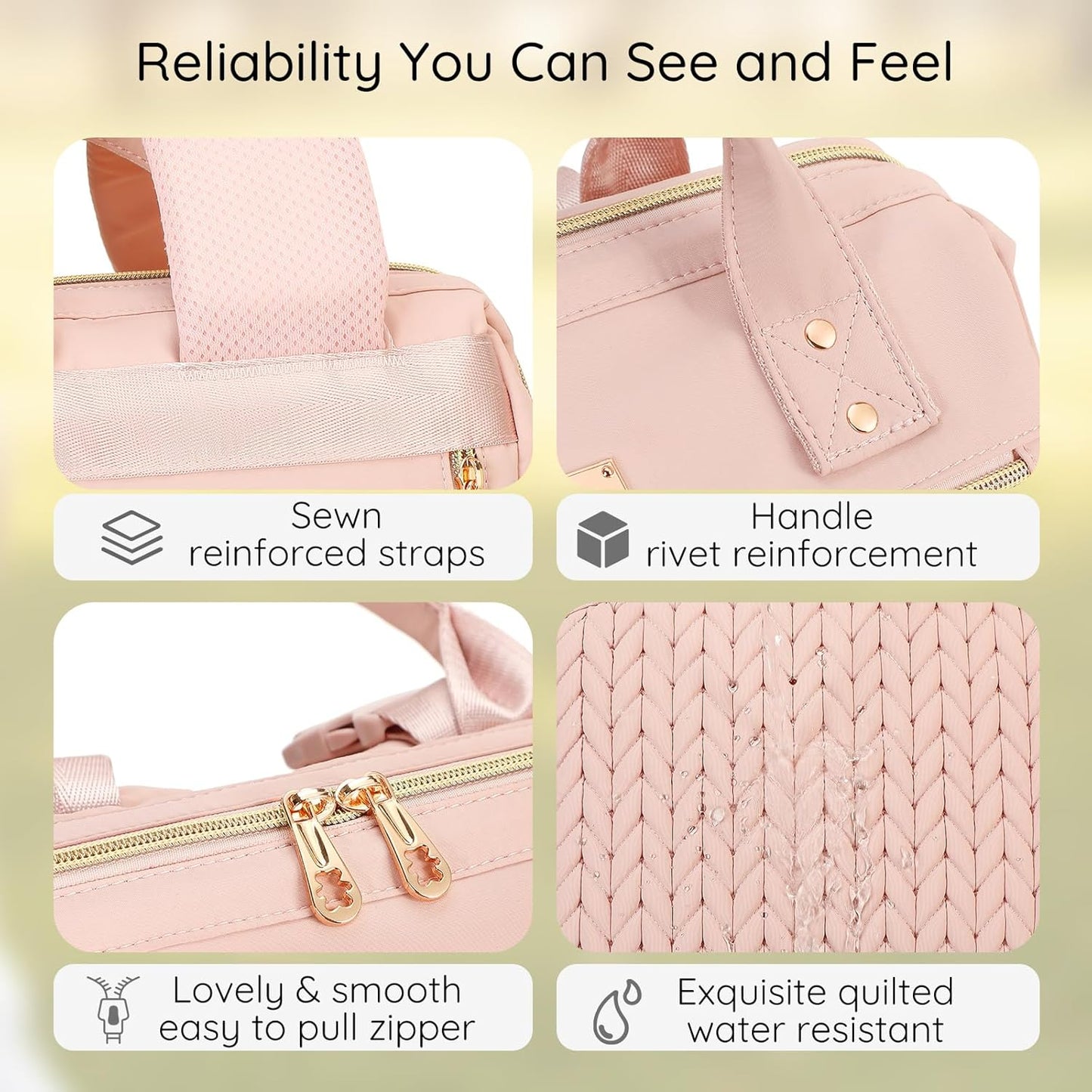 AIJIEKE Diaper Bag, Large Wide-Open Baby Diaper Backpack, Multi-functional Baby Travel Tote Bag, Diaper Bag with Changing Pad, Diaper Bags for Mom & Maternity (Pink)