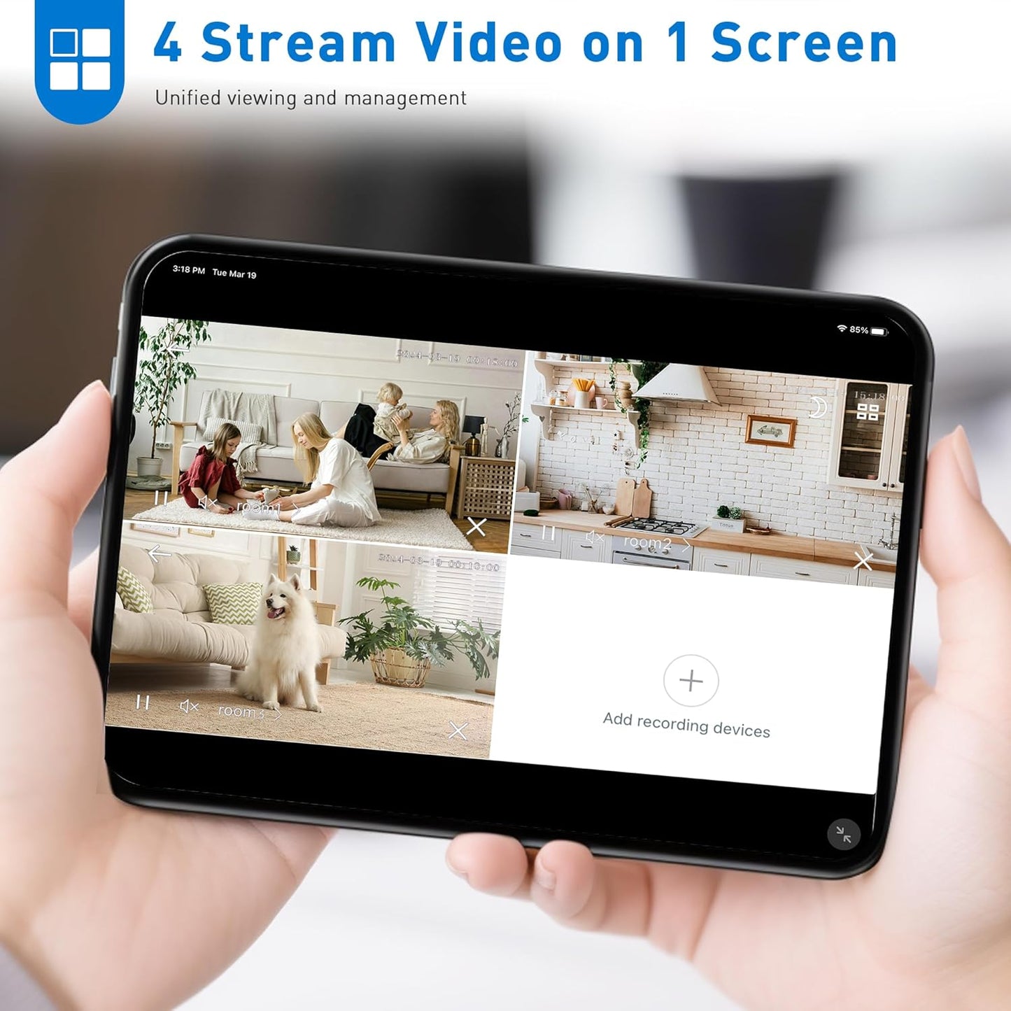 2K Home Security Camera, Indoor Camera for Dog/Pet/Elder/Baby Monitor, Smart Phone App Siren, 2-Way Audio, Advanced Motion Detection Night Vision, 4pcs，SD/Cloud Storage, Alexa Compatible