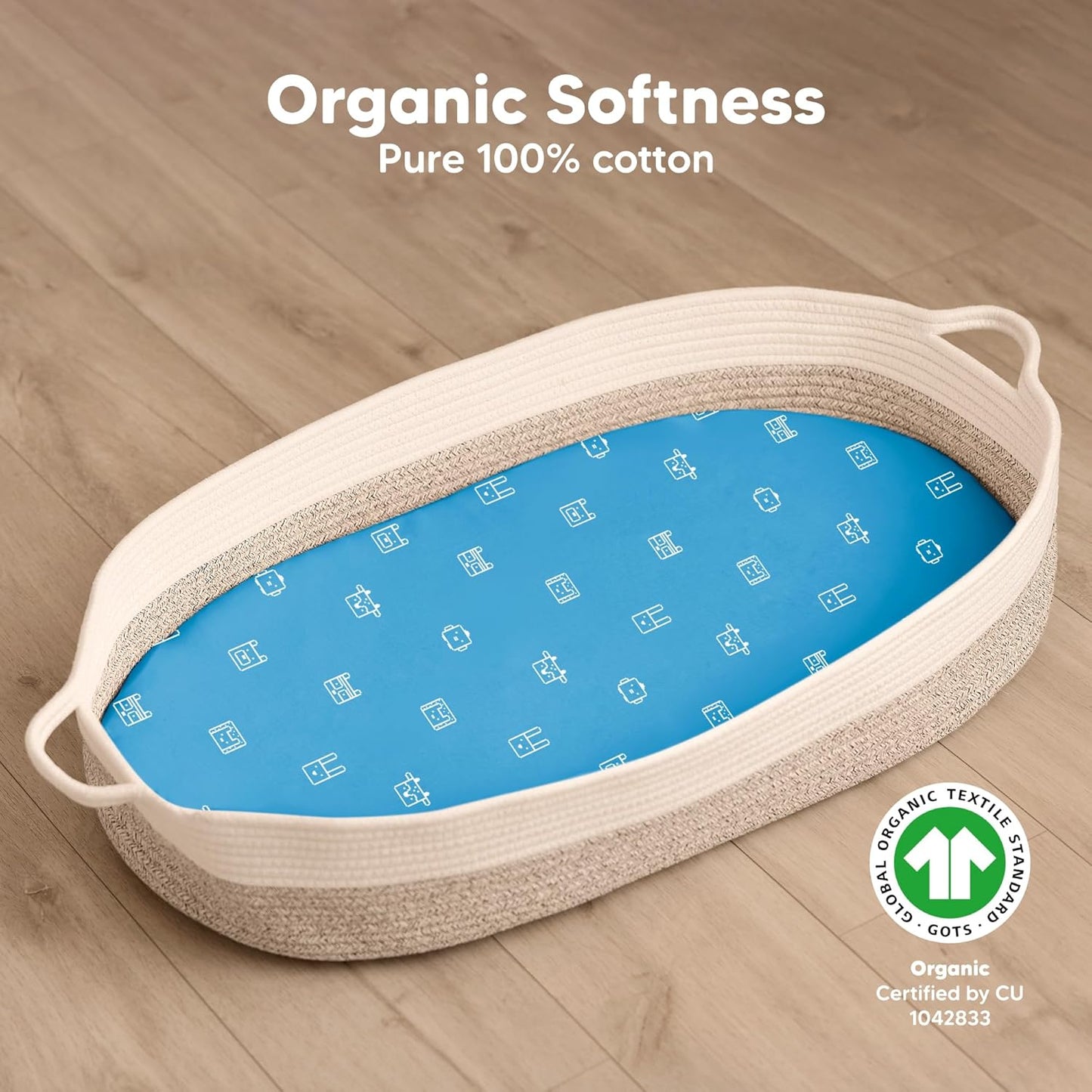 2-Pack Organic Bassinet Sheets for Girls, Boys - 100% Cotton Bassinet Mattress Sheets Compatible with Halo Bassinest Swivel Sleeper, Graco, Baby Delight,Chicco,Unisex Fitted Bassinet Sheets (KeaPixel)