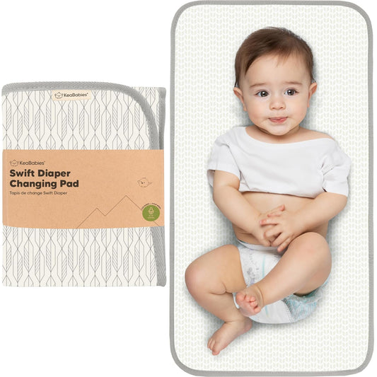 KeaBabies Portable Diaper Changing Pad, Easy Wipe Clean - Foldable Waterproof Baby Changing Mat for Diaper Bag, Compact, Lightweight, 25x13 Newborn, Infant, Baby Changer Travel Essential (Prism)