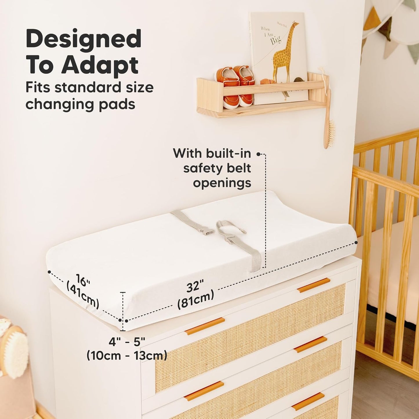 2-Pack Baby Changing Pad Cover for Girl, Boy - 32x16 Soft Viscose Derived from Bamboo Baby Diaper Changing Table Pad Cover Sheets, Neutral, Snug Fit Nursery Diaper Change Sheets (Soft White)