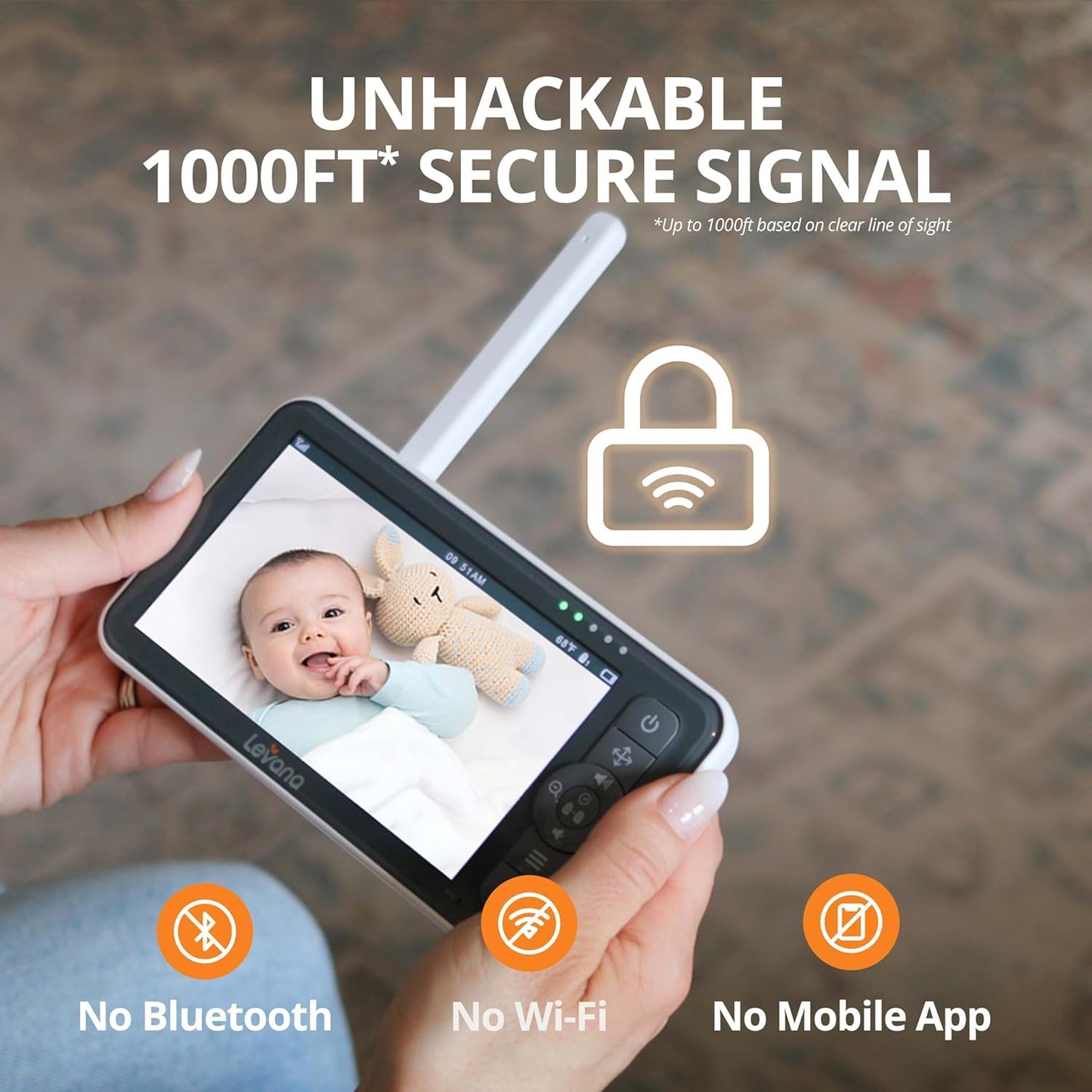 Levana Nala 5.5" HD Video Baby Monitor, 1080P Night Vision PTZ Camera, 22 Hour Battery Life, 5000mAH Battery, No WiFi, Two-Way Talk, 1000ft Range, Carrying Case, 2 Year Warranty