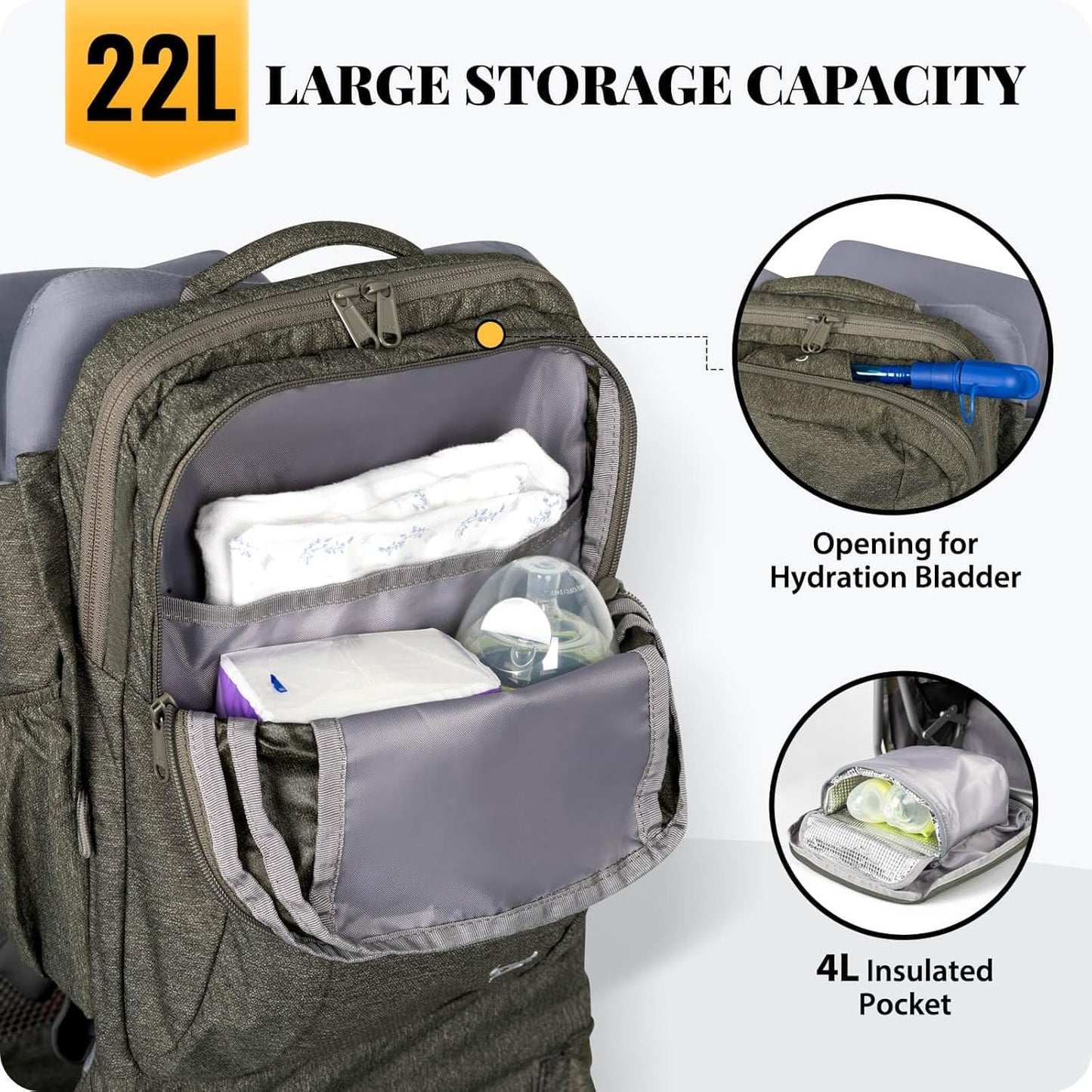 WIPHA Baby Backpack Carrier, Upgraded Carrying System Toddler Hiking Backpacks Carrier, Ergonomic Pro Baby Carrier Backpack with Safety Seat