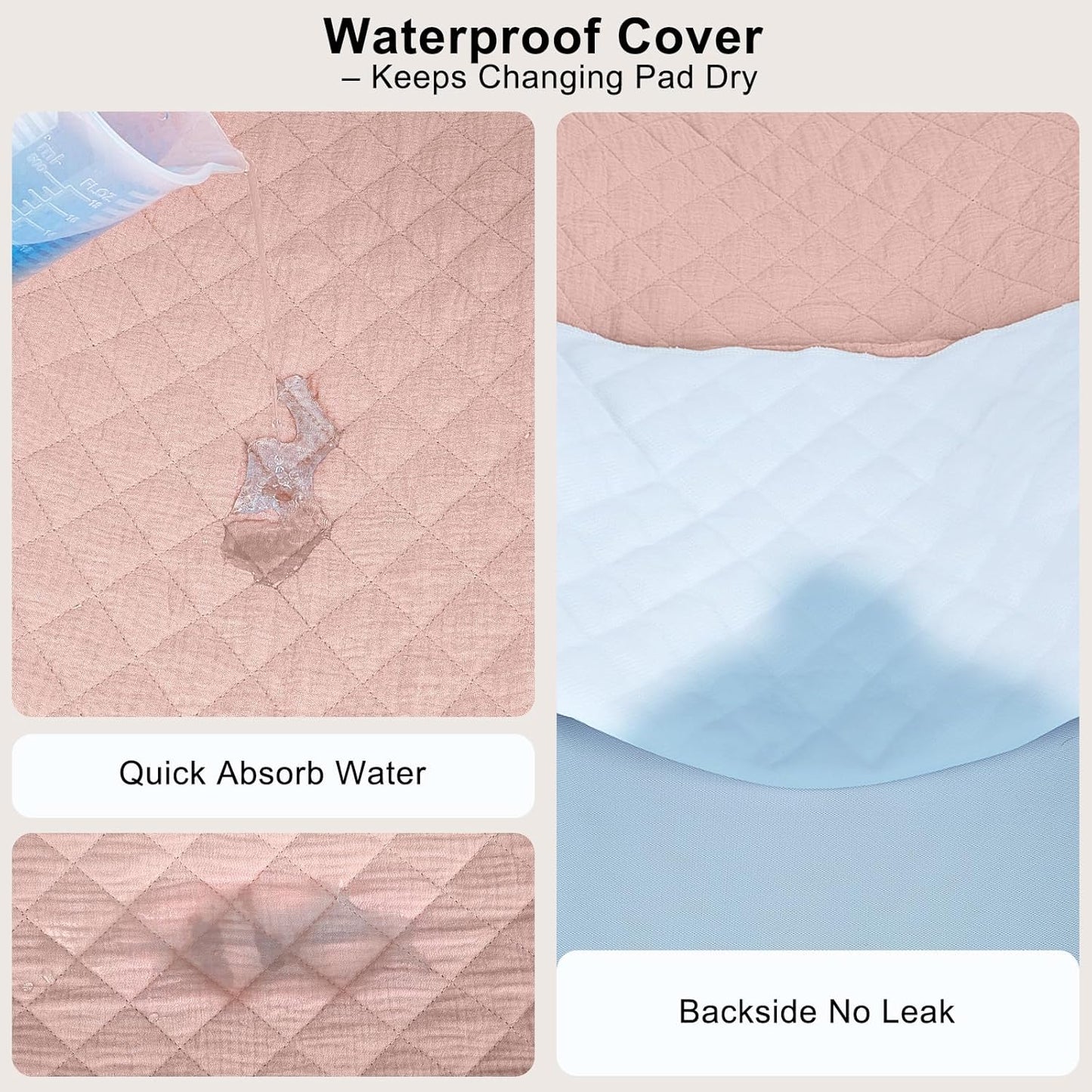 Unicorn Castle Waterproof Changing Pad Cover Muslin Changing Table Pad Cover 2 Pack Quilting for 32"x16" Baby Changing Pad Sheets Girls Boys,Pink White