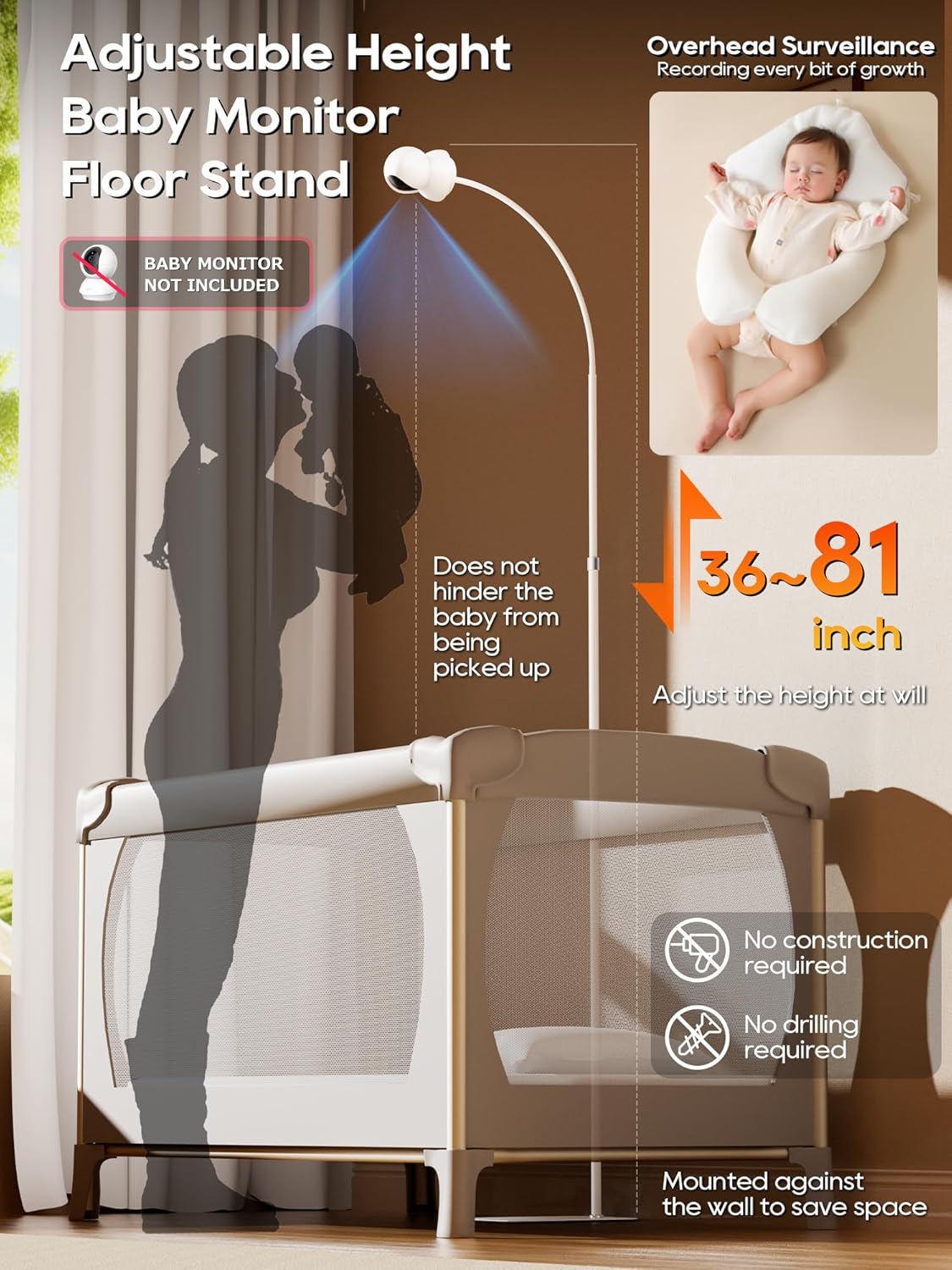 81Inch Baby Monitor Stand, Compatible with Tapo Hello Baby Nanit Pro Kasa