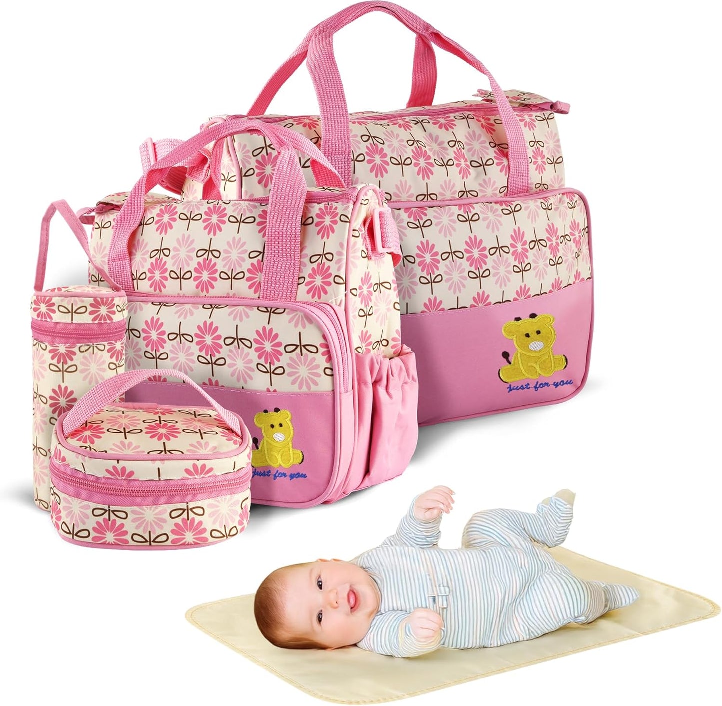 5PCS Baby Diaper Bag Set, Large Baby Doll Diaper Backpack