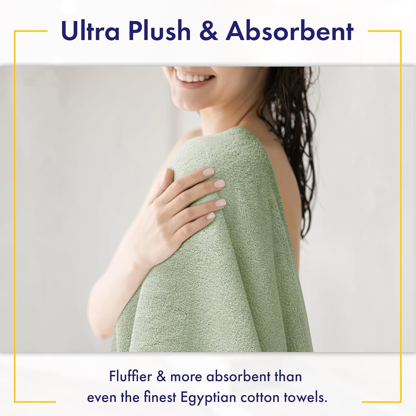 100% Organic Zero-Twist Cotton Towel - Luxury Bath Towel - Ultra Soft & Plush 700GSM Long-Staple Cotton (Eucalyptus Green)