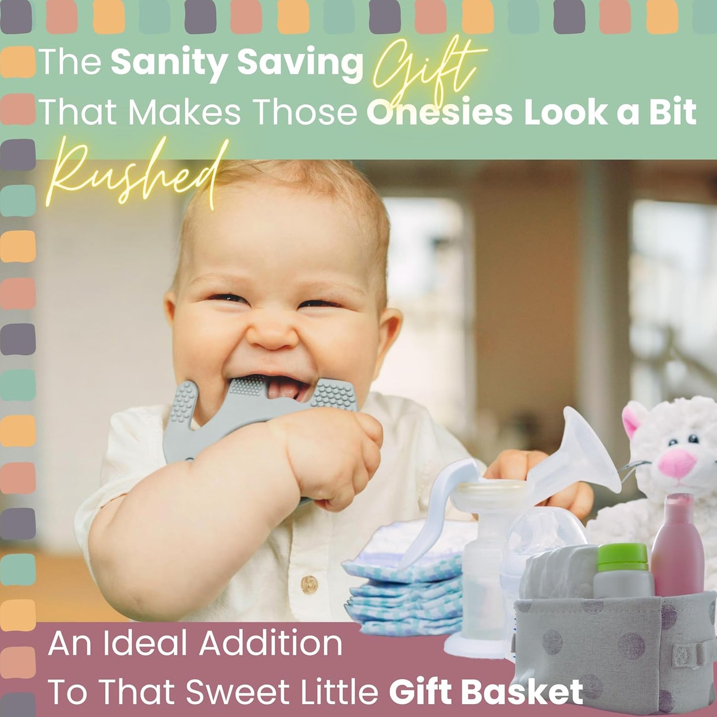 Teethers for Babies 6-12 Months - Baby Elefun 5x Pain Relief Toddler Teether. No More Ouch for Mom Anti Bite Trainer. Nurtures Grasping, Passing, Hand Eye Coordination. Silicone Baby Teething Toy Ring