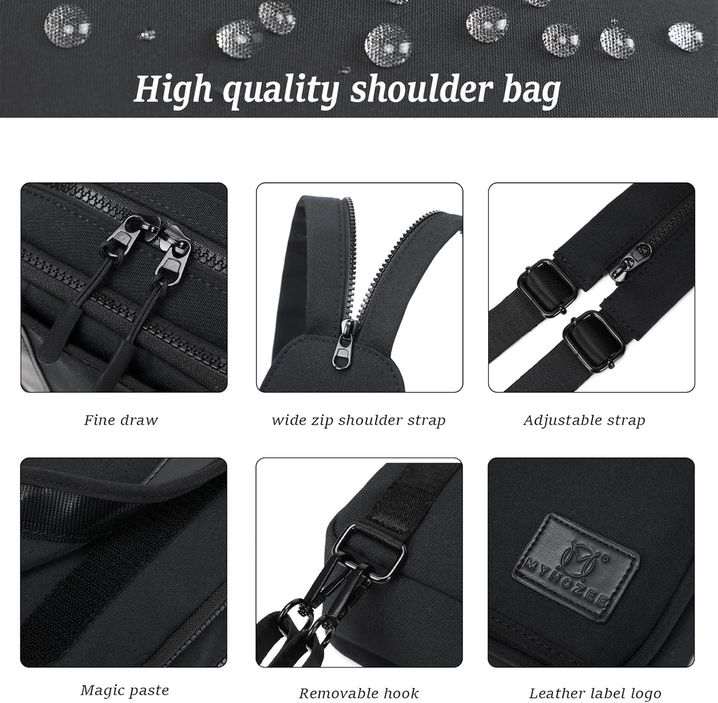 MYHOZEE Sling Bag Crossbody Backpack Purse - 2 in 1 Nylon Cross Body Bag Diaper with Wipes Pouch, Water Bottle Pocket