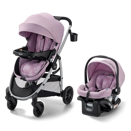 Graco Modes Pramette 3-in-1 Travel System, Car Seat Stroller Combo, Rear Facing Infant Car Seat, Infant Pramette to Toddler Stroller, Lilac Mod