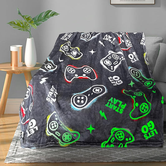 Gaming Blanket for Boys, Glow in The Dark Gamer Blankets for Teen Boys, Gaming Gifts for Men, Cool Gamer Gifts, Birthday 40"x 60"