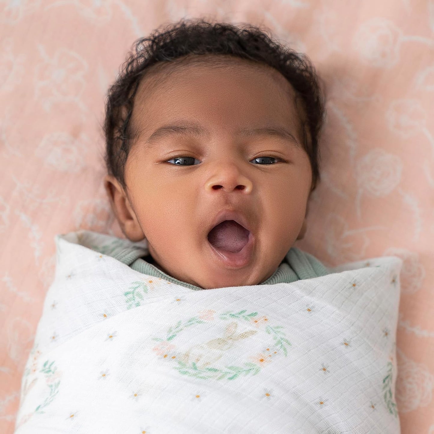 aden + anais Essentials Muslin Swaddle Blankets for Baby Girls and Boys, Newborn Receiving Blanket for Swaddling, 100% Cotton Baby Swaddle Wrap, 4 Pack, Blushing Bunnies