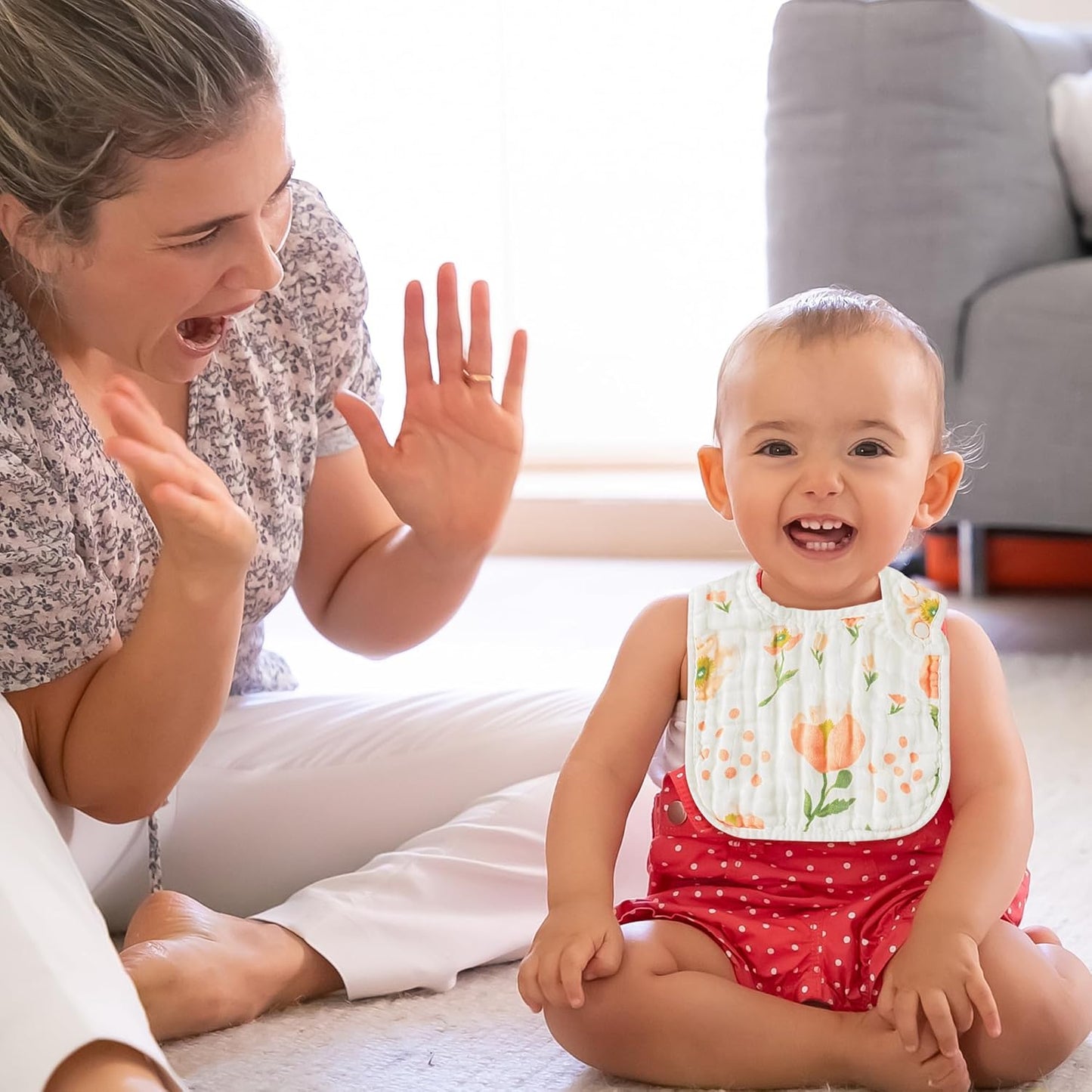 Zainpe 6Pcs Snap Muslin Cotton Baby Bibs Summer Cactus Patterns Infants Drooling Bib, Soft Absorbent Adjustable Burp Cloths for Newborns Girls Boys Toddlers Teething Eating Feeding 0 to 36 Months