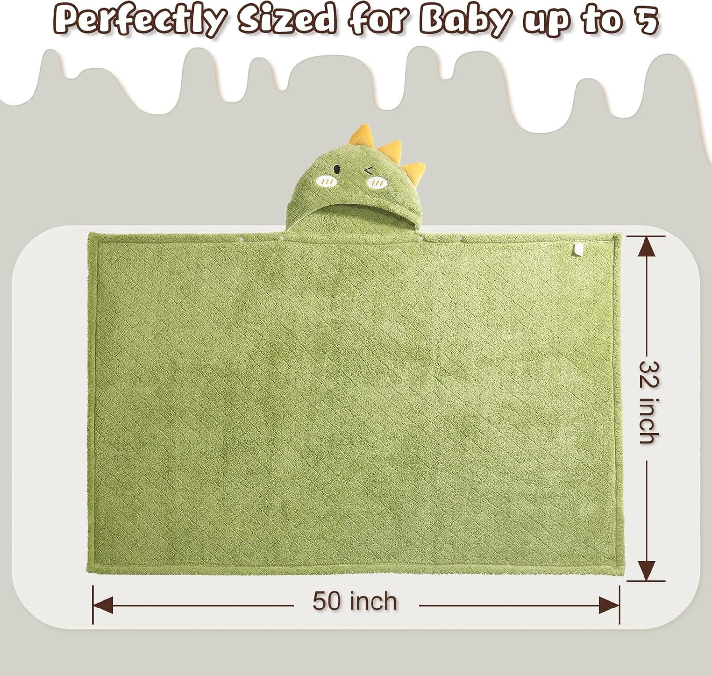 2-Pack Animal Hooded Bath Towels for Babies & Kids (50x32 Inch) - Ultra Soft Coral Fleece, Super Absorbent, Gift-Ready Baby Shower Essentials for Infant Toddler 0-6 Years (Green& Brown)