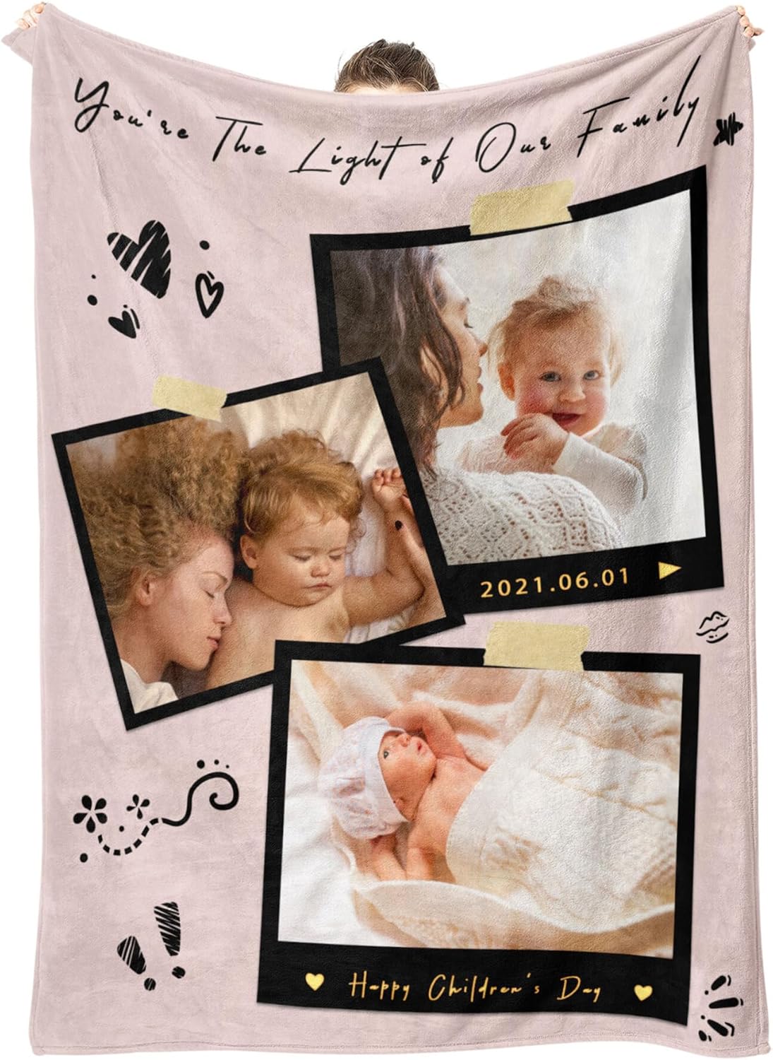 Personalized Mother's Day Blanket Gifts for Mom Custom Flannel Blankets with Photos Pictures Text， Customized Mothers Day Birthday Gift for Mom Grandma Wife, 40 * 50in