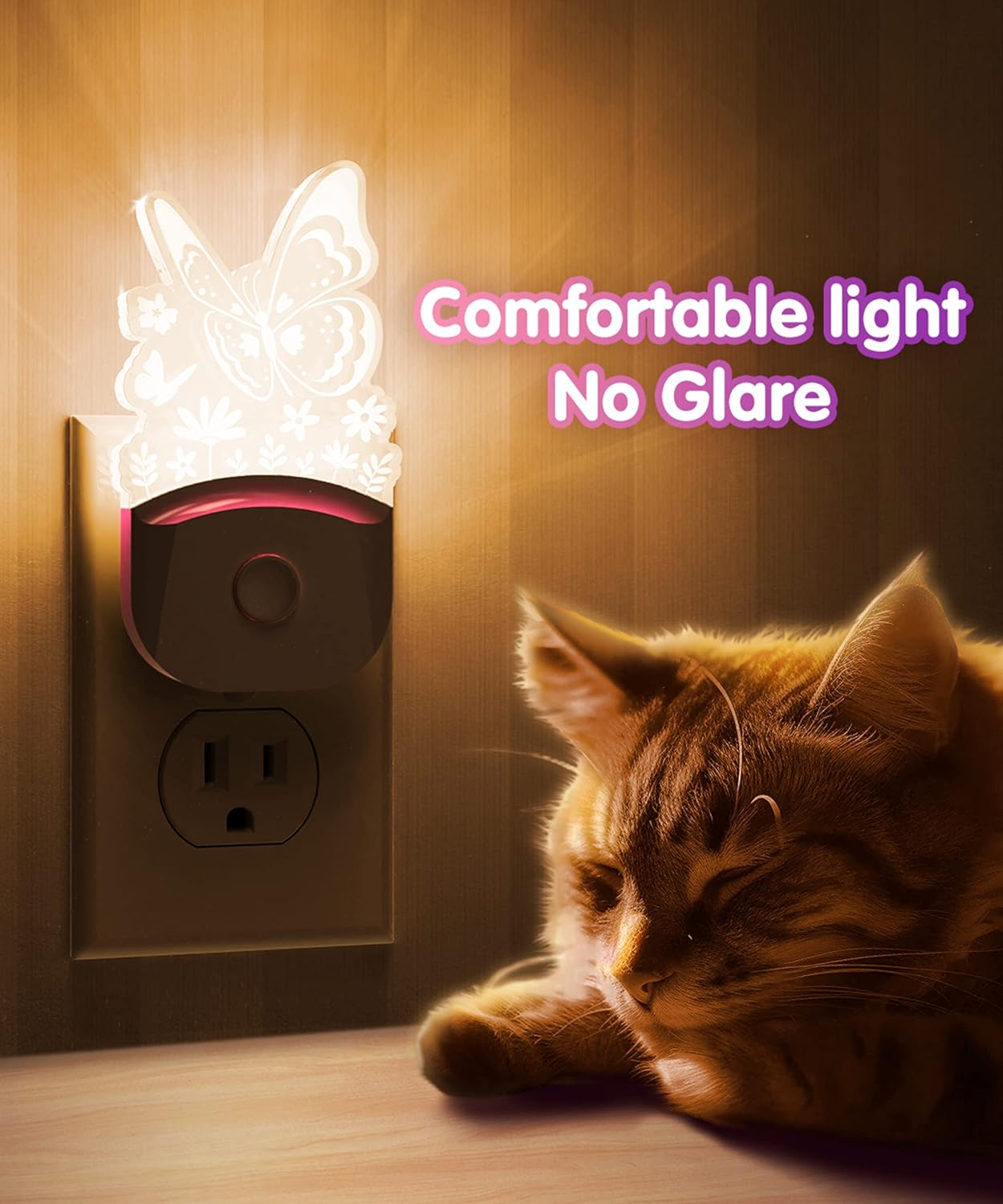L LOHAS LED Kids Night Light, 8 RGB Color Changing Butterfly Night Lights with Dusk to Dawn Sensor, Acrylic Nursery Nightlight for Baby Room, Toddler Bedroom Decor & Gifts