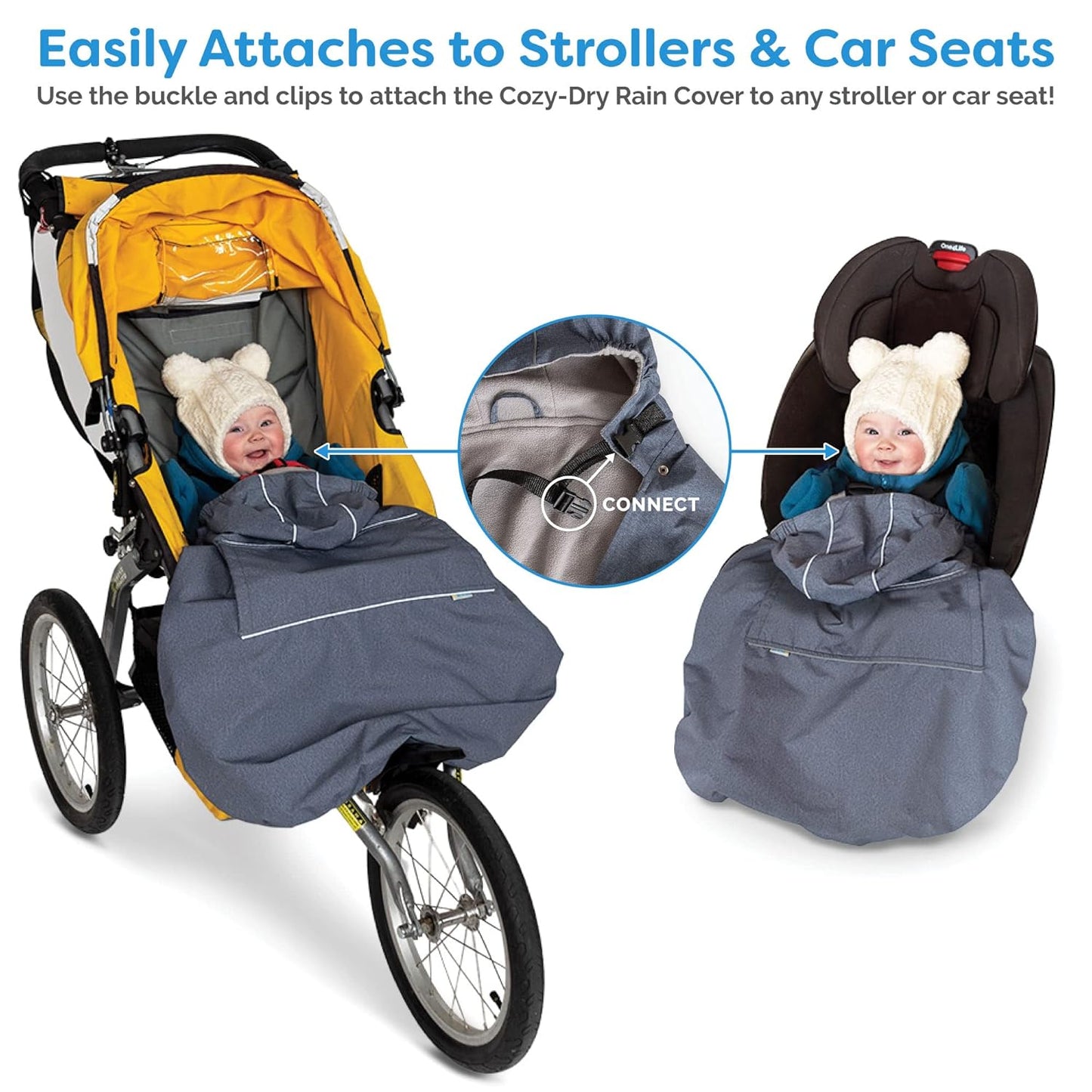 JAN & JUL Waterproof Baby Carrier Cover for Rain, Universal Fit for Car Seats and Strollers (Soft Brown)