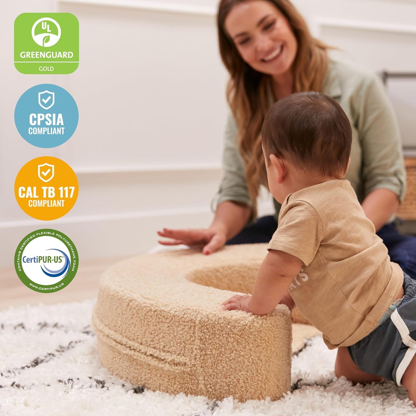 ECR4Kids SoftZone Sit-Up Support Ring, Baby Essentials, Sand