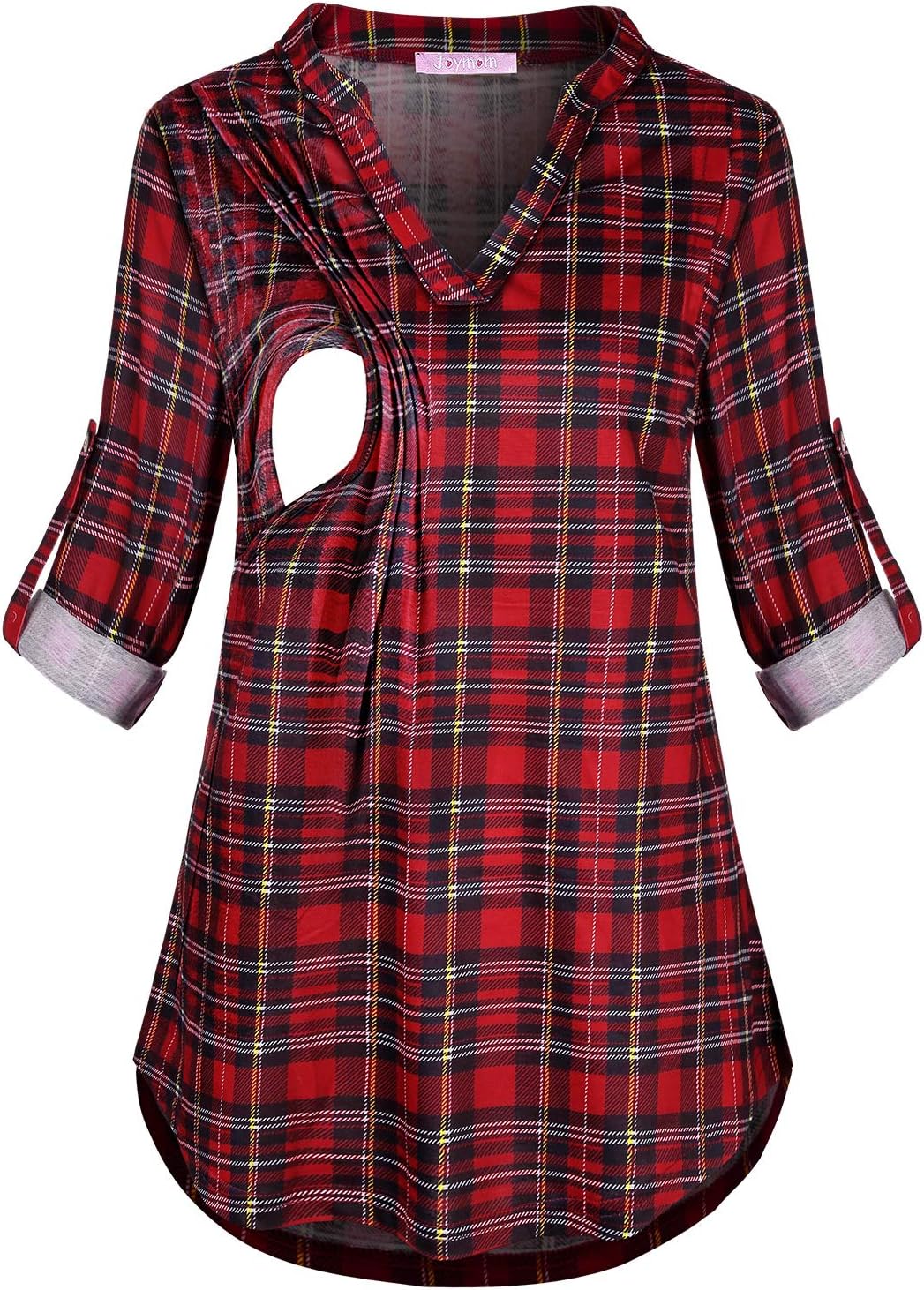 Joymom Maternity Rolled Long Sleeve Nursing Tops Tunic Blouses Breastfeeding