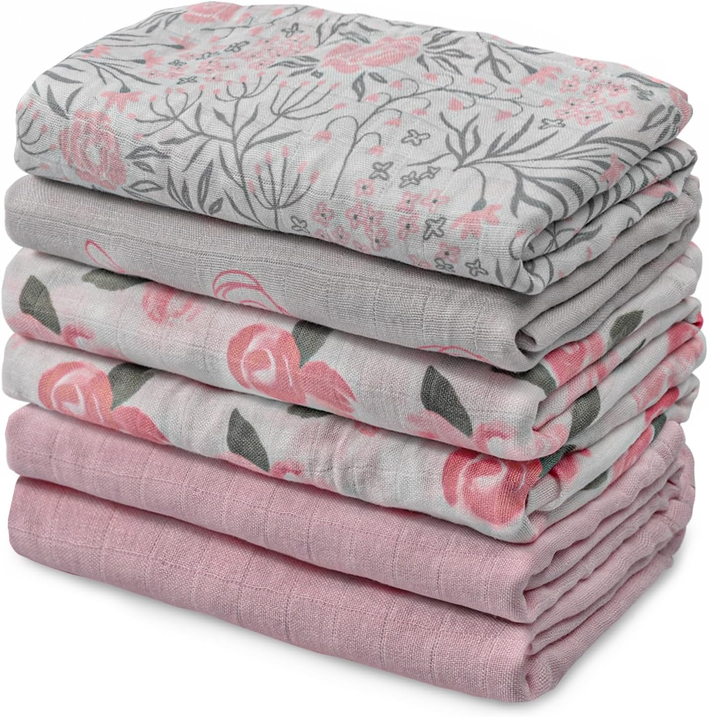 Muslin Baby Burp Cloths, Large 27 x 27 Inches Burping Cloths for Newborn Girls Boys, 6 Pack Baby Burp Rags Towel and Washcloths for Infant (Gentle Colors)