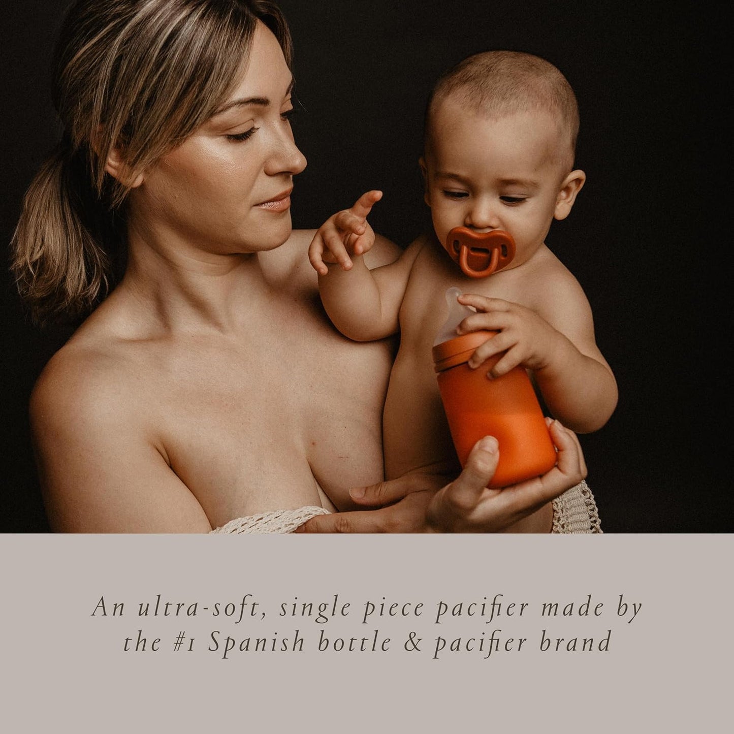 Color Essence SX PRO Silicone Baby Pacifier 2Pk, Made with 100% Soft Silicone, Baby Essentials Perfect for Breastfeeding Babies, Designed in Spain, 6-18 Mths, Mustard/Green