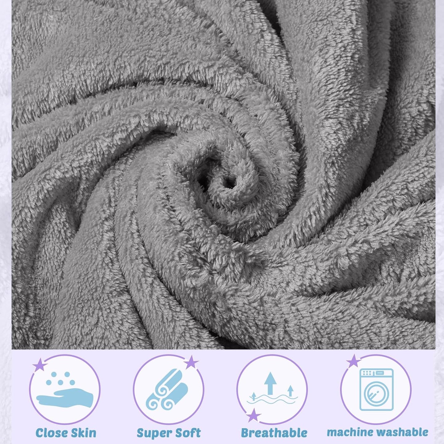 Chumia 6 Pack Baby Bath Towel Coral Fleece Soft Absorbent Newborn Hooded Towel for Kid 30 x 30 Inch Toddler Bath Blanket for Babies Infant Shower Gift(Grey/Beige/Purple)