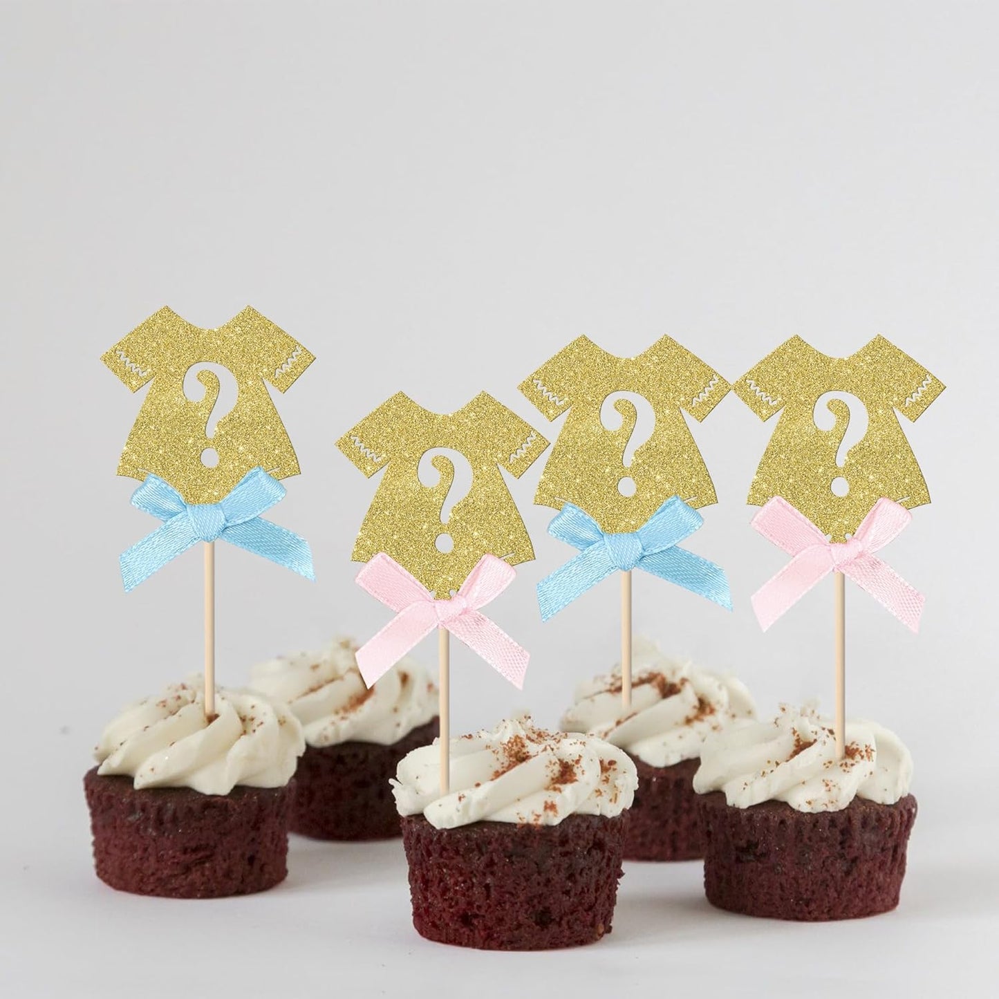 Rsstarxi 24 Pack Glitter Gender Reveal Cupcake Toppers Boy or Girl Cupcake Toppers Pink or Blue Bow Tie Cupcake Picks for Baby Shower Gender Reveal Theme Party Cake Decorations