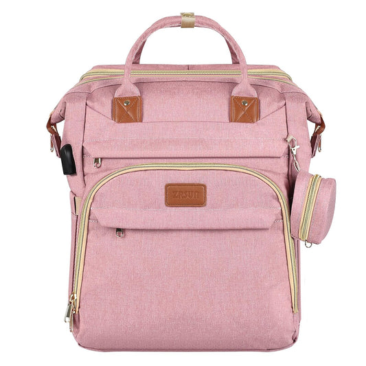 Baby Diaper Bag Backpack,Baby Shower Gifts, Multifunctional Travel Diaper Bag, Gifts for Mom with Portable Diaper Pad,Pink