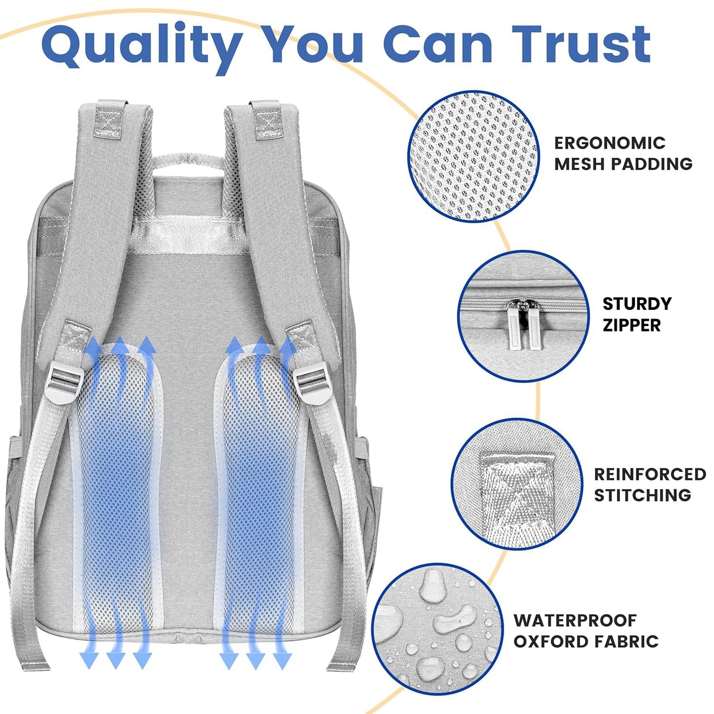 PILLANI Baby Diaper Bag Backpack - Large Bag for Boys & Girls, Waterproof Diaper Backpack - Travel Diaper Bags w/Changing Pad, Baby Registry Search & Shower Gifts - Essentials Must Haves Newborn Stuff