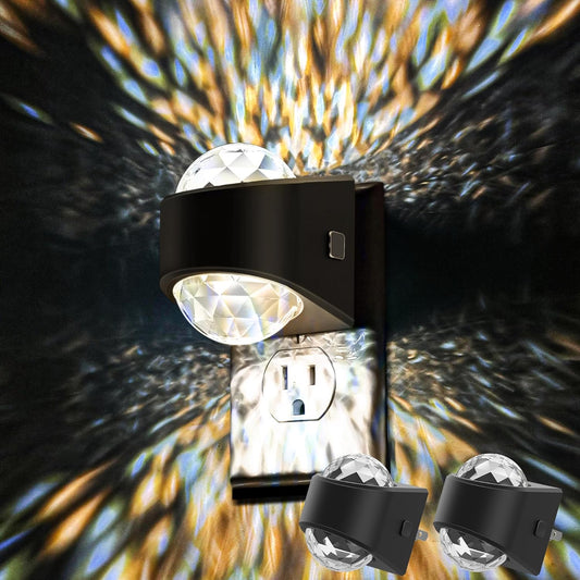 Night Light Plug into Wall, Color Changing Night Light, 3CCT Diamond Design with Galaxy Star Projector, Dusk to Dawn Sensor for Bathroom Bedroom Gaming Room Decor Gift,2 Pack