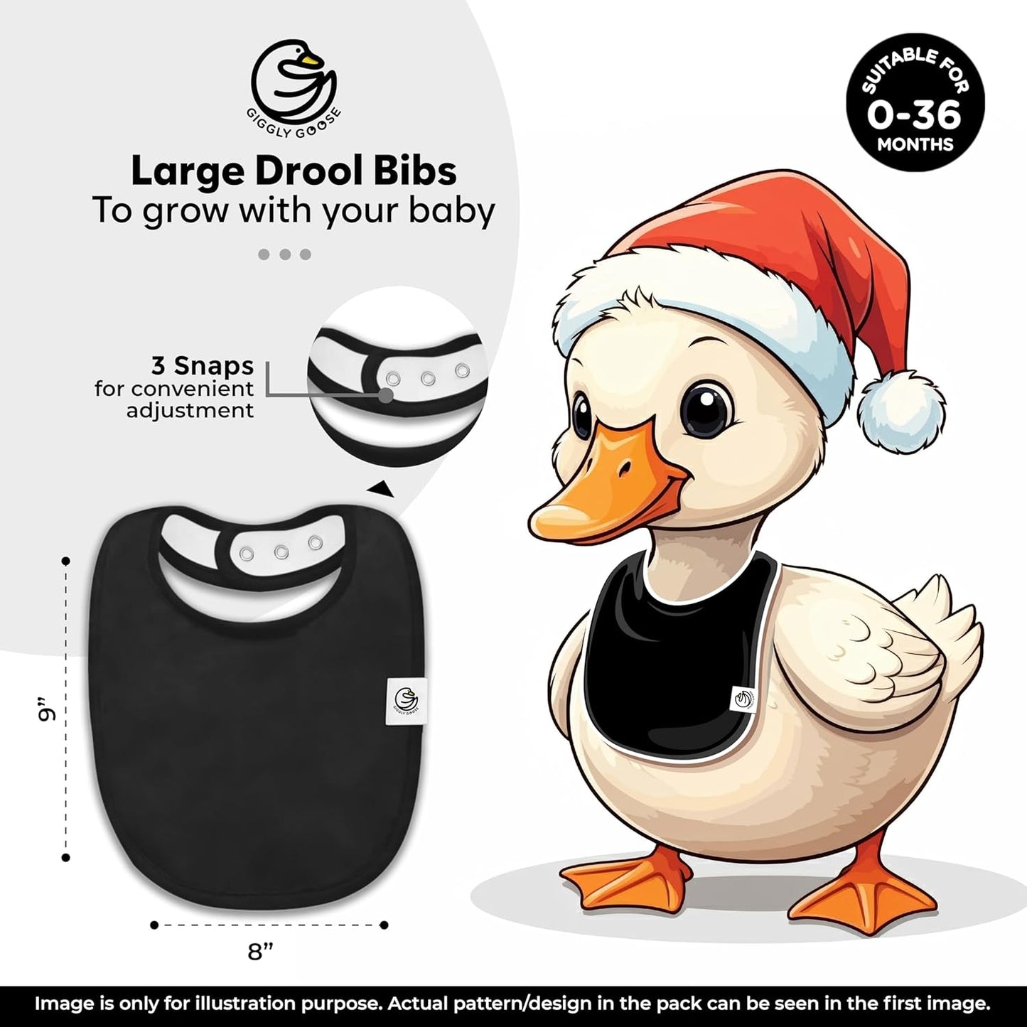 3 Pack Baby Bibs for Boys & Girls | Cotton, Absorbent Drooling & Teething Bib | Thick, Adjustable Snap-on