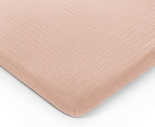 Comfy Cubs Muslin Bassinet Sheet - 100% Soft Cotton Fabric, Breathable & Gentle for Baby’s Sensitive Skin - Universal Fit with Secure Elastic Edging, Gift-Ready Packaging - Blush