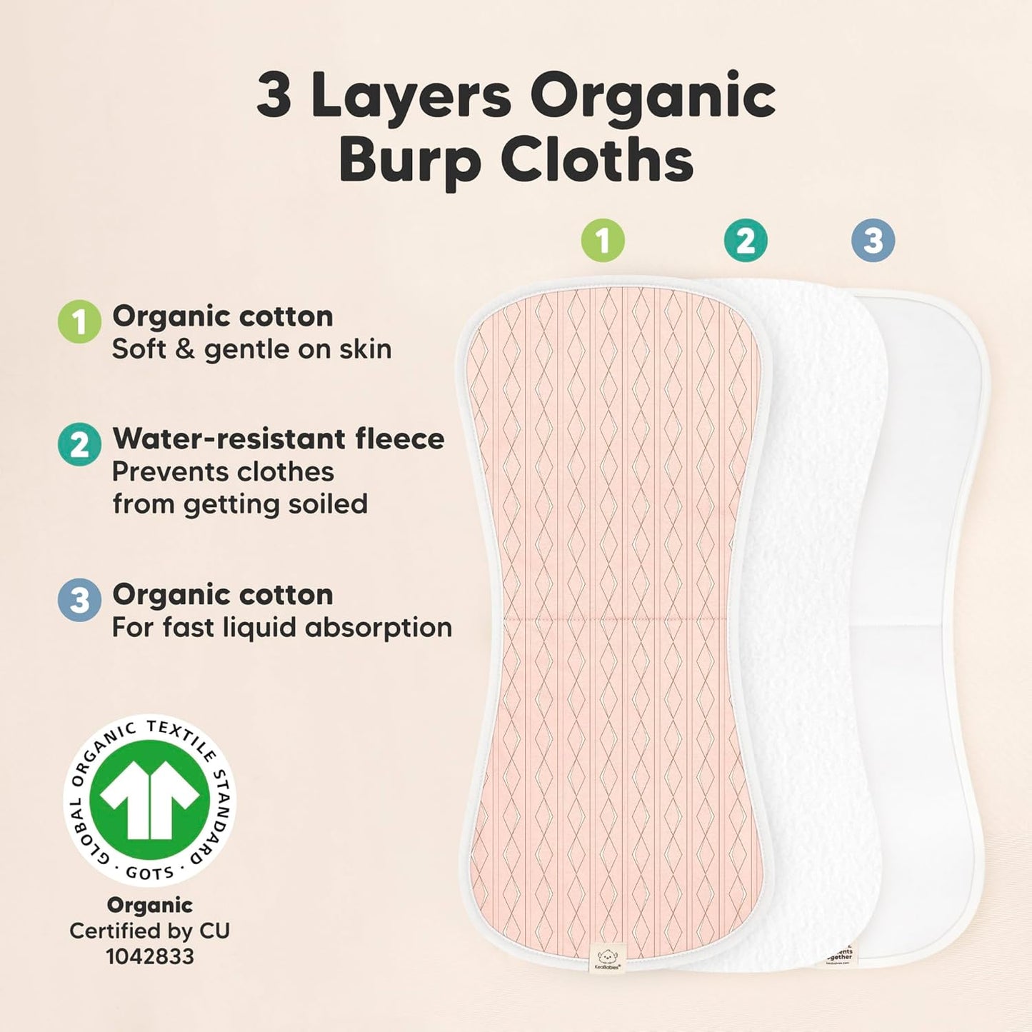 Organic Burp Cloths Baby Boy & Girl - 5-Pack Super Absorbent Cotton Burping Cloths for Babies, Soft & Plush Newborn Spit Up Rags, Infant Towels for Milk Spit Up, Unisex, Large 21" x 10" (Prism)